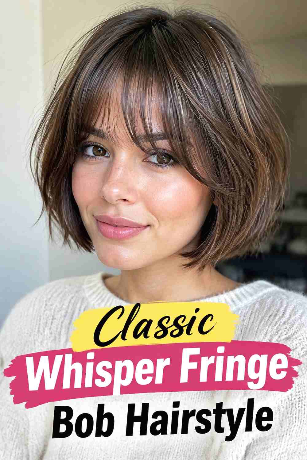 1. Classic Whisper Fringe Bob Hairstyle