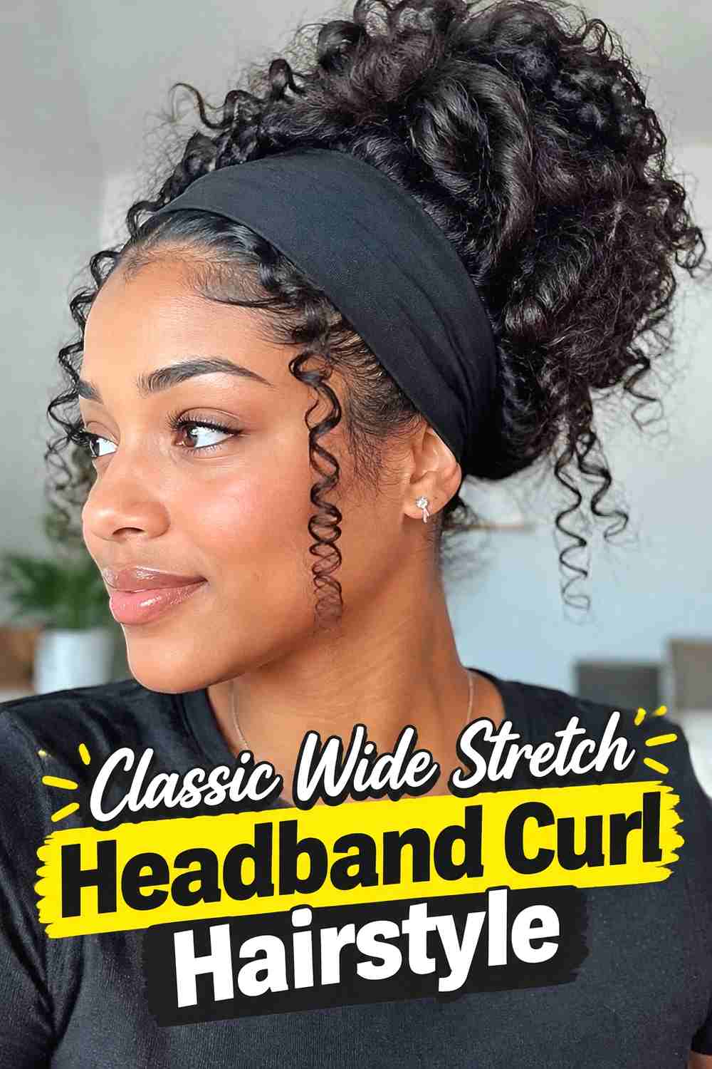 1. Classic Wide Stretch Headband Curl Hairstyle