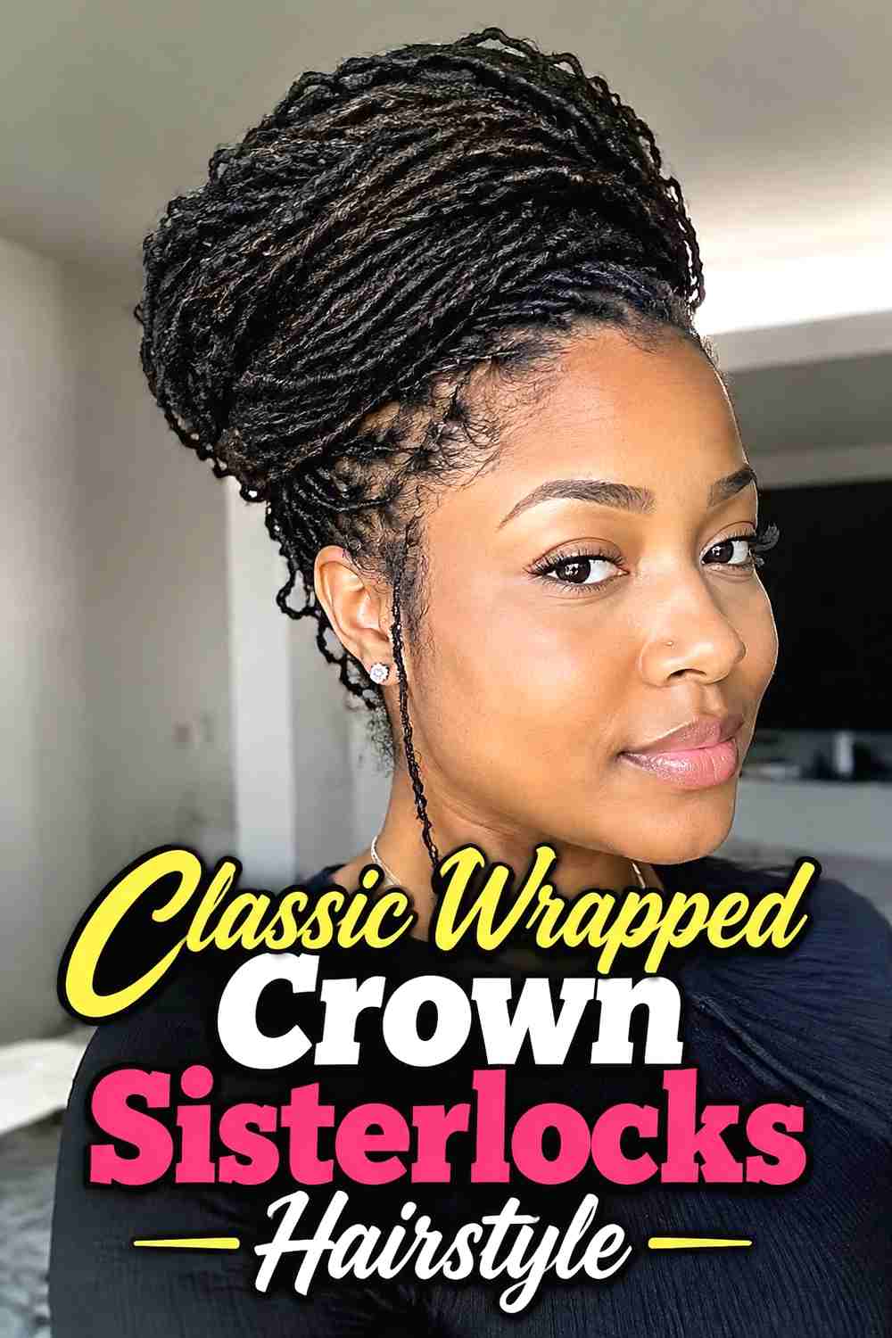1. Classic Wrapped Crown Sisterlocks Hairstyle