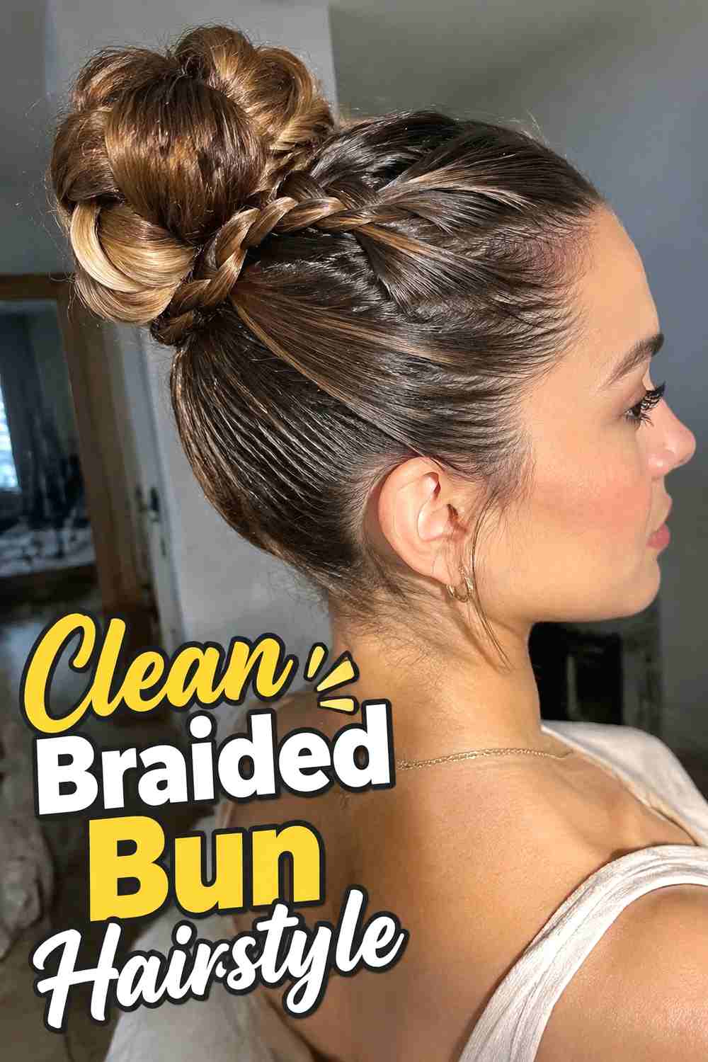 7. Clean Braided Bun Hairstyle