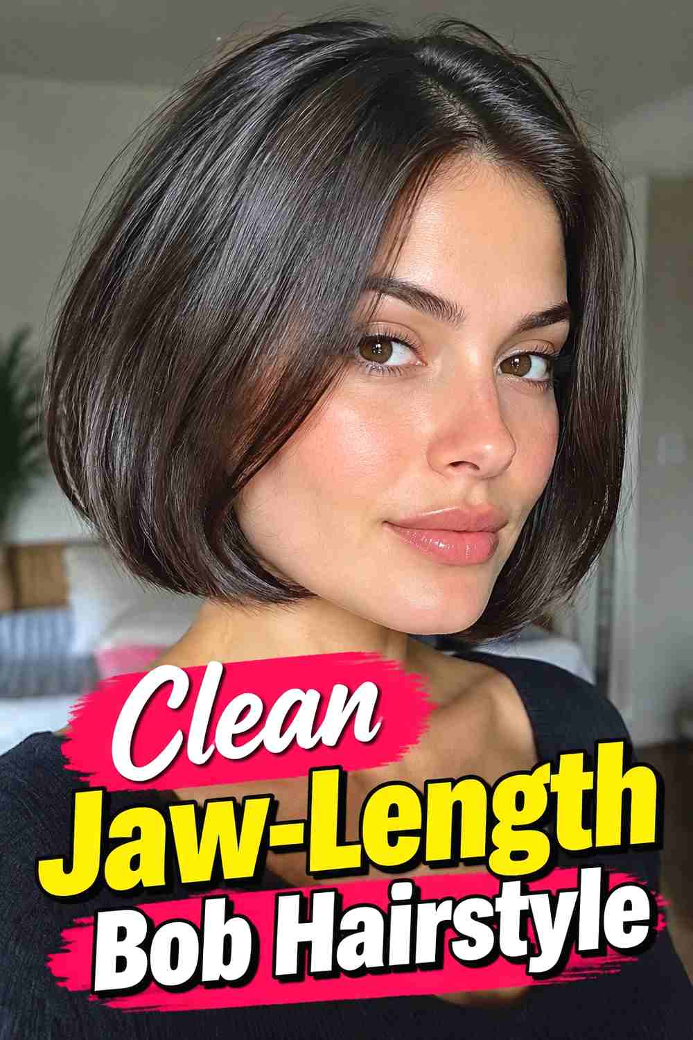 1. Clean Jaw Length Bob Hairstyle