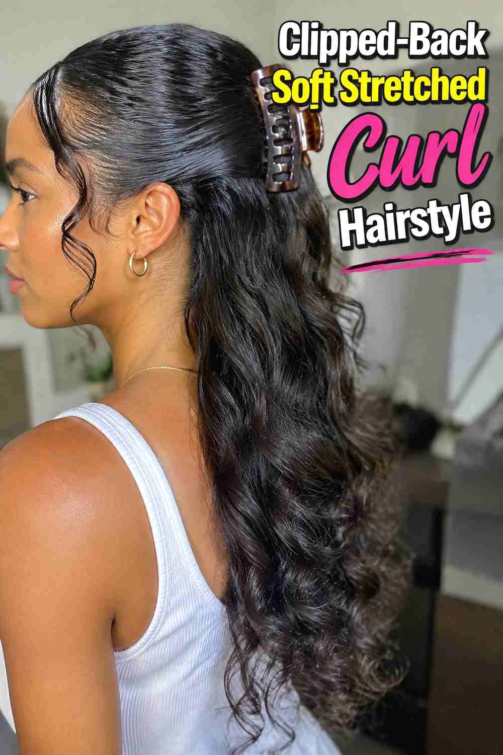 18. Clipped Back Soft Stretched Curl Hairstyle