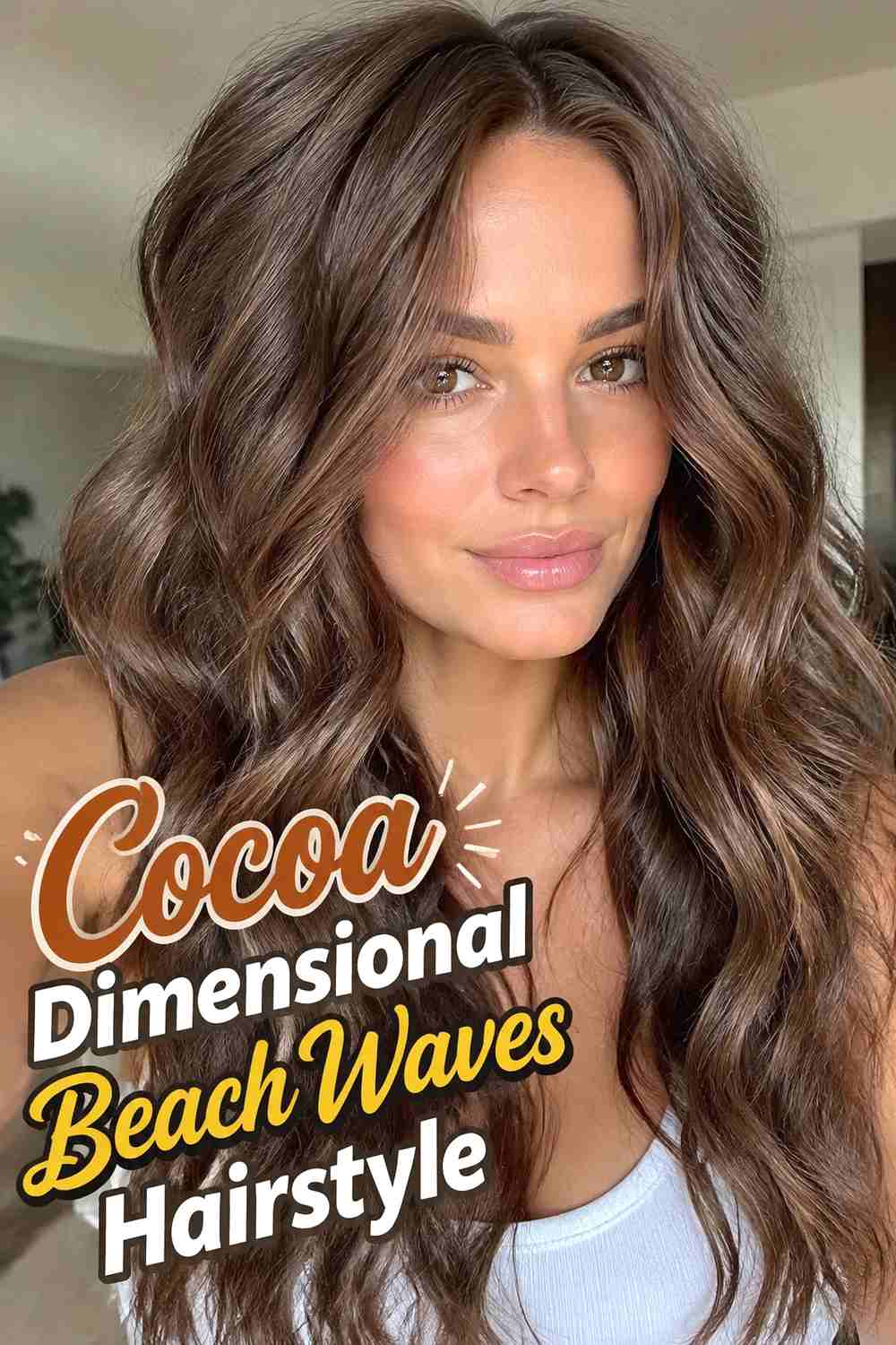 15. Cocoa Dimensional Beach Waves Hairstyle