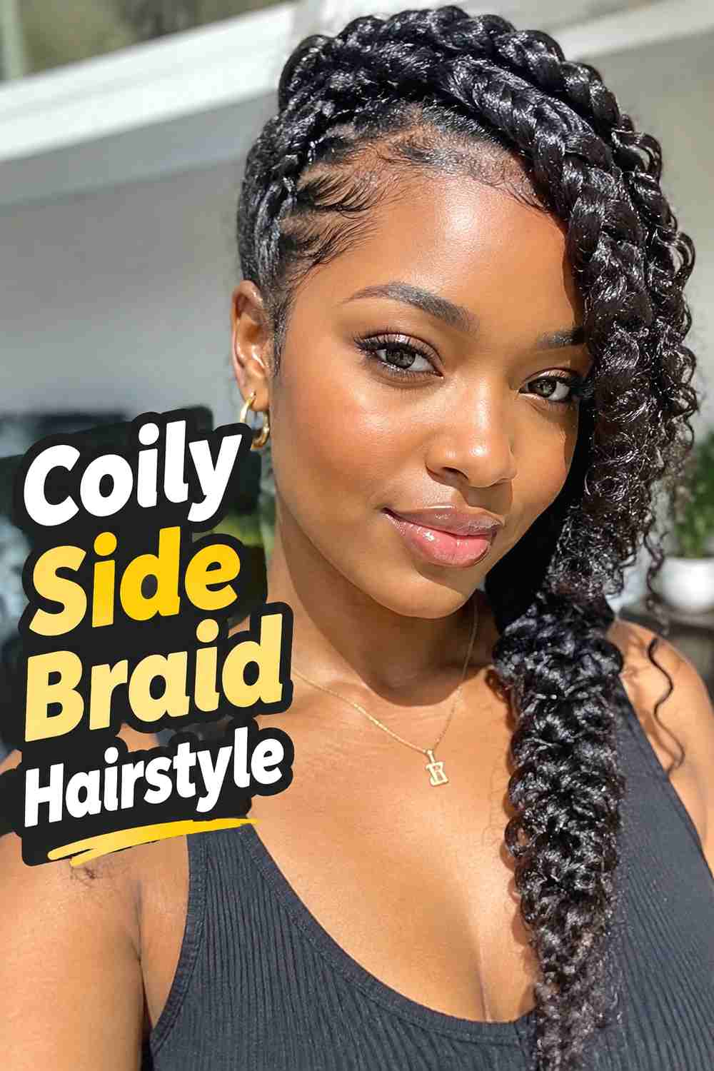 17. Coily Side Braid Hairstyle