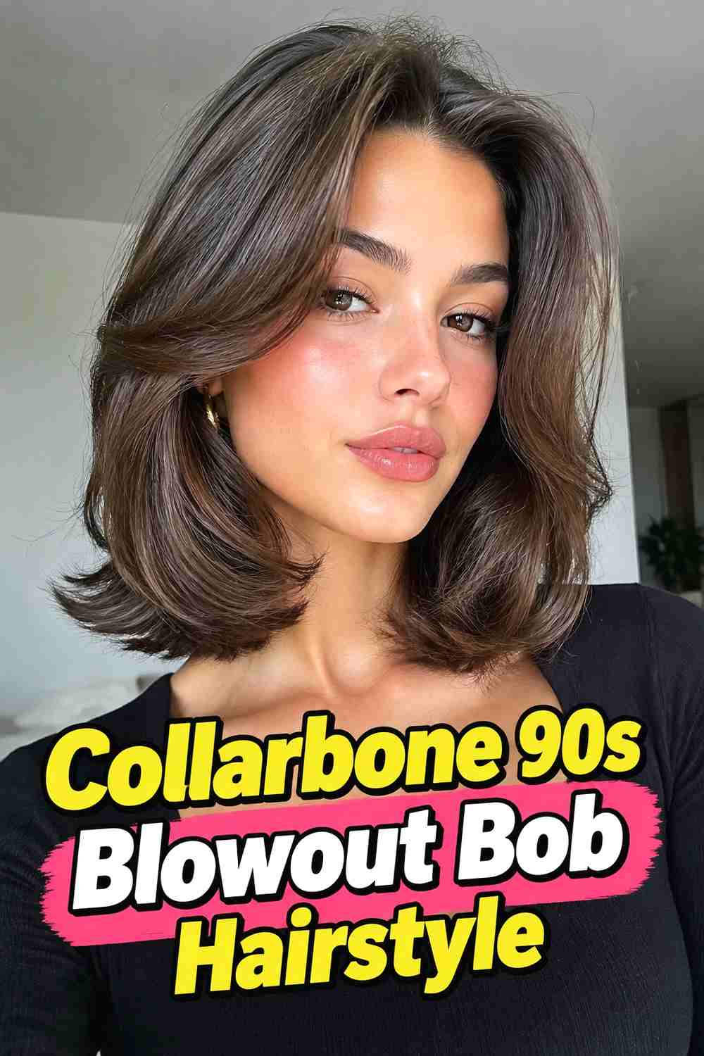 6. Collarbone 90s Blowout Bob Hairstyle