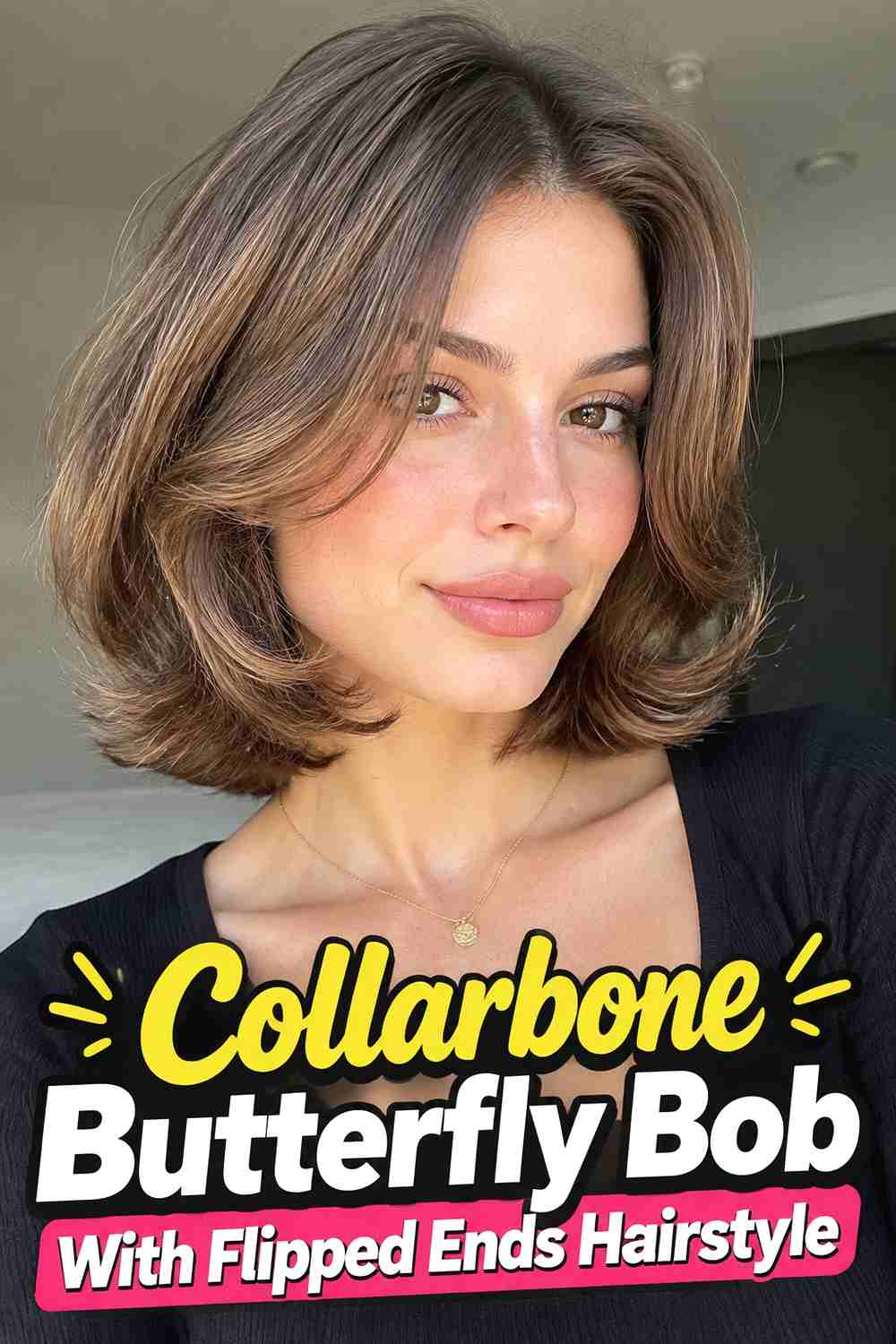 13. Collarbone Butterfly Bob With Flipped Ends Hairstyle