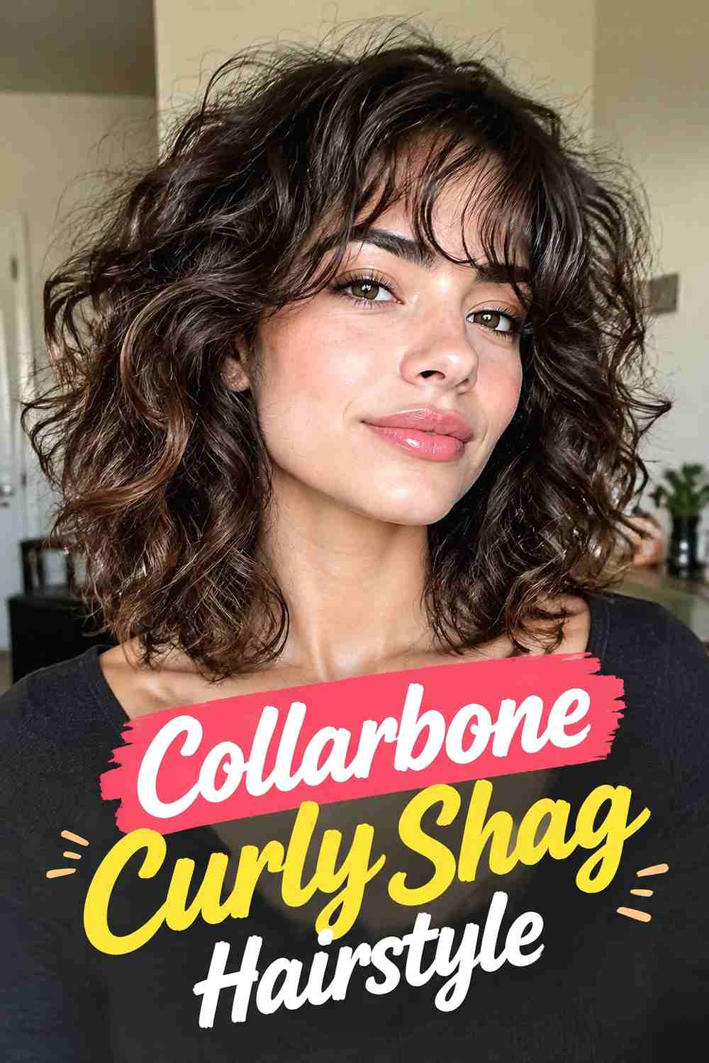12. Collarbone Curly Shag Hairstyle