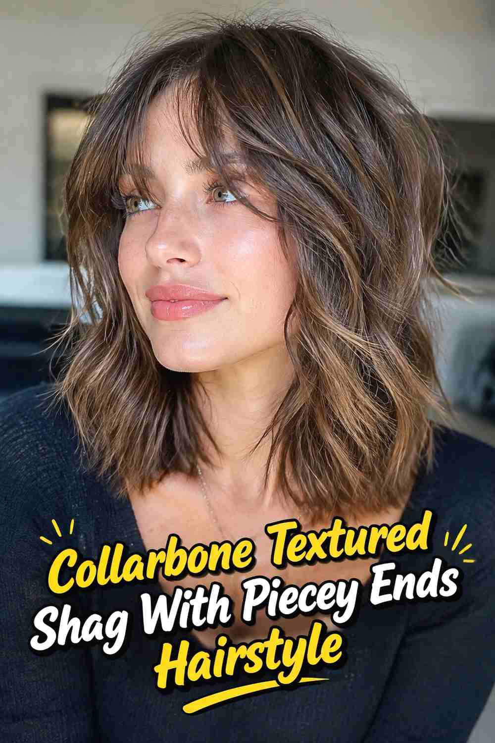 9. Collarbone Textured Shag With Piecey Ends Hairstyle