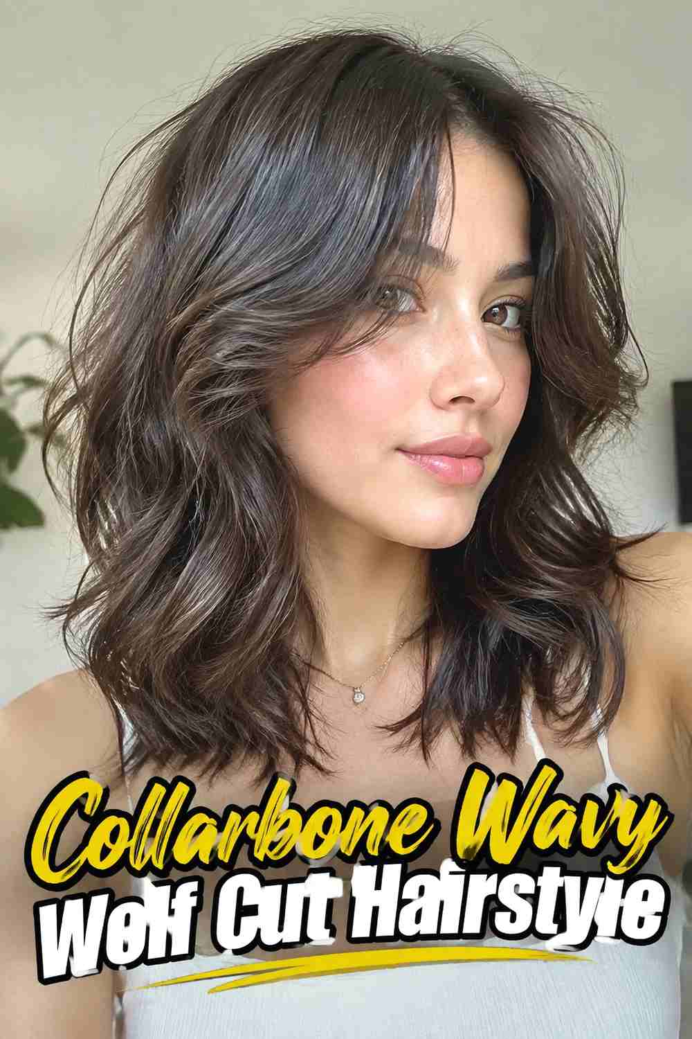 3. Collarbone Wavy Wolf Cut Hairstyle
