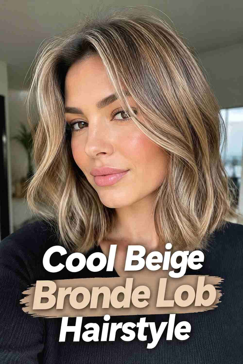 2. Cool Beige Bronde Lob Hairstyle