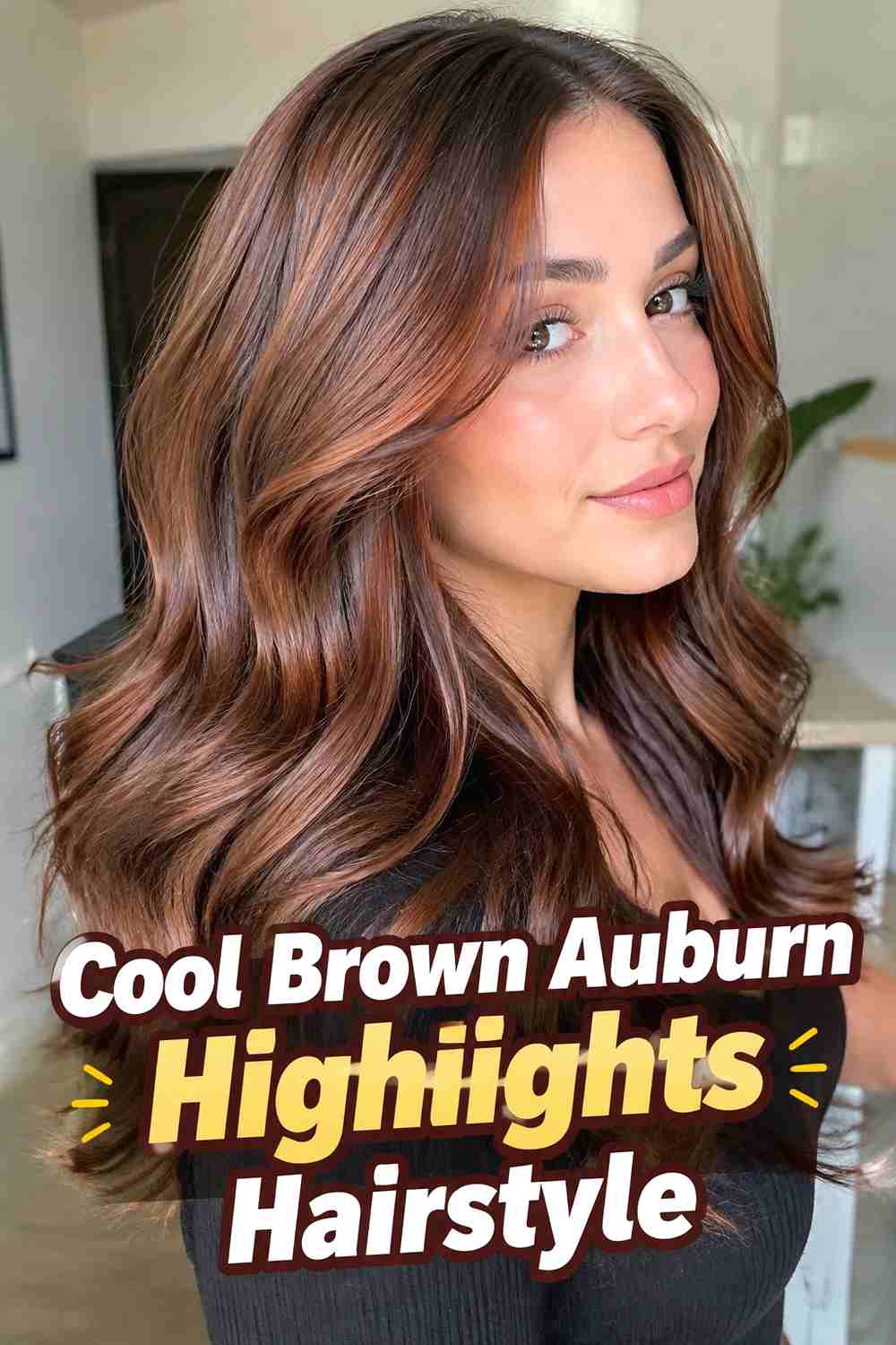 15. Cool Brown Auburn Highlights Hairstyle