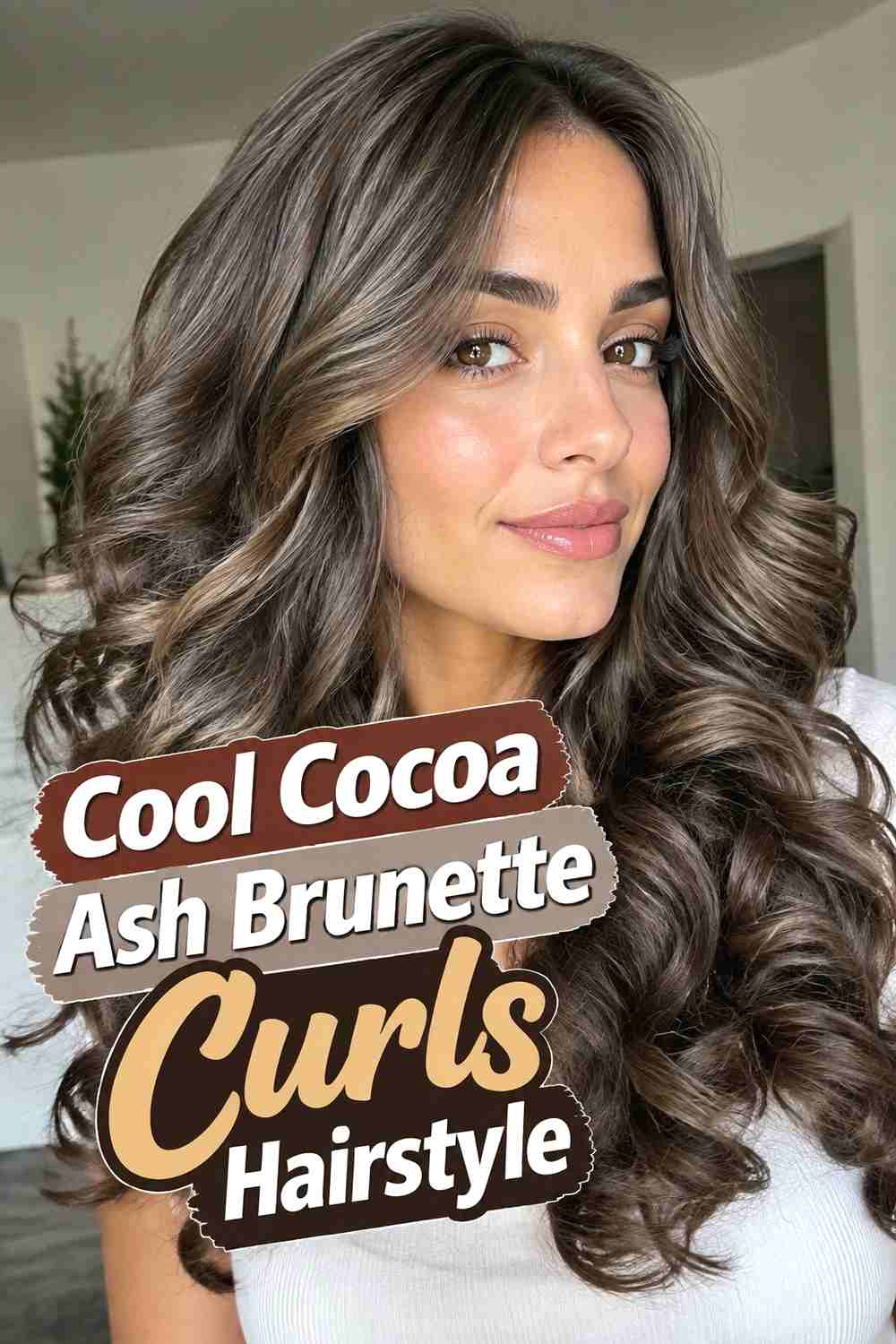 8. Cool Cocoa Ash Brunette Curls Hairstyle