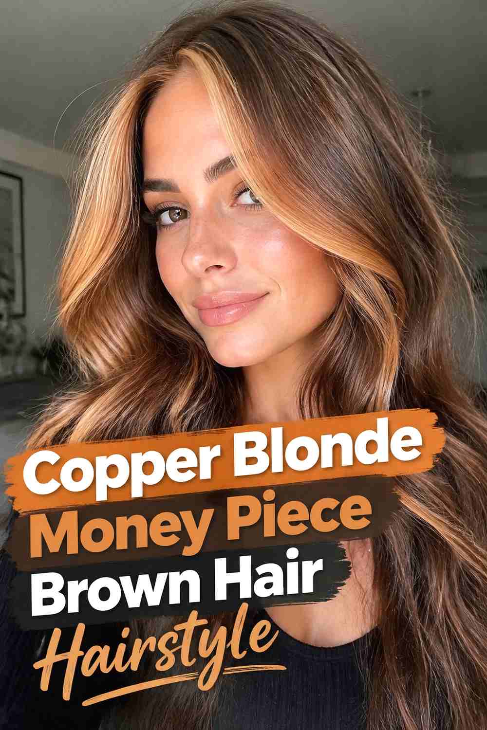 2. Copper Blonde Money Piece Brown Hair Hairstyle
