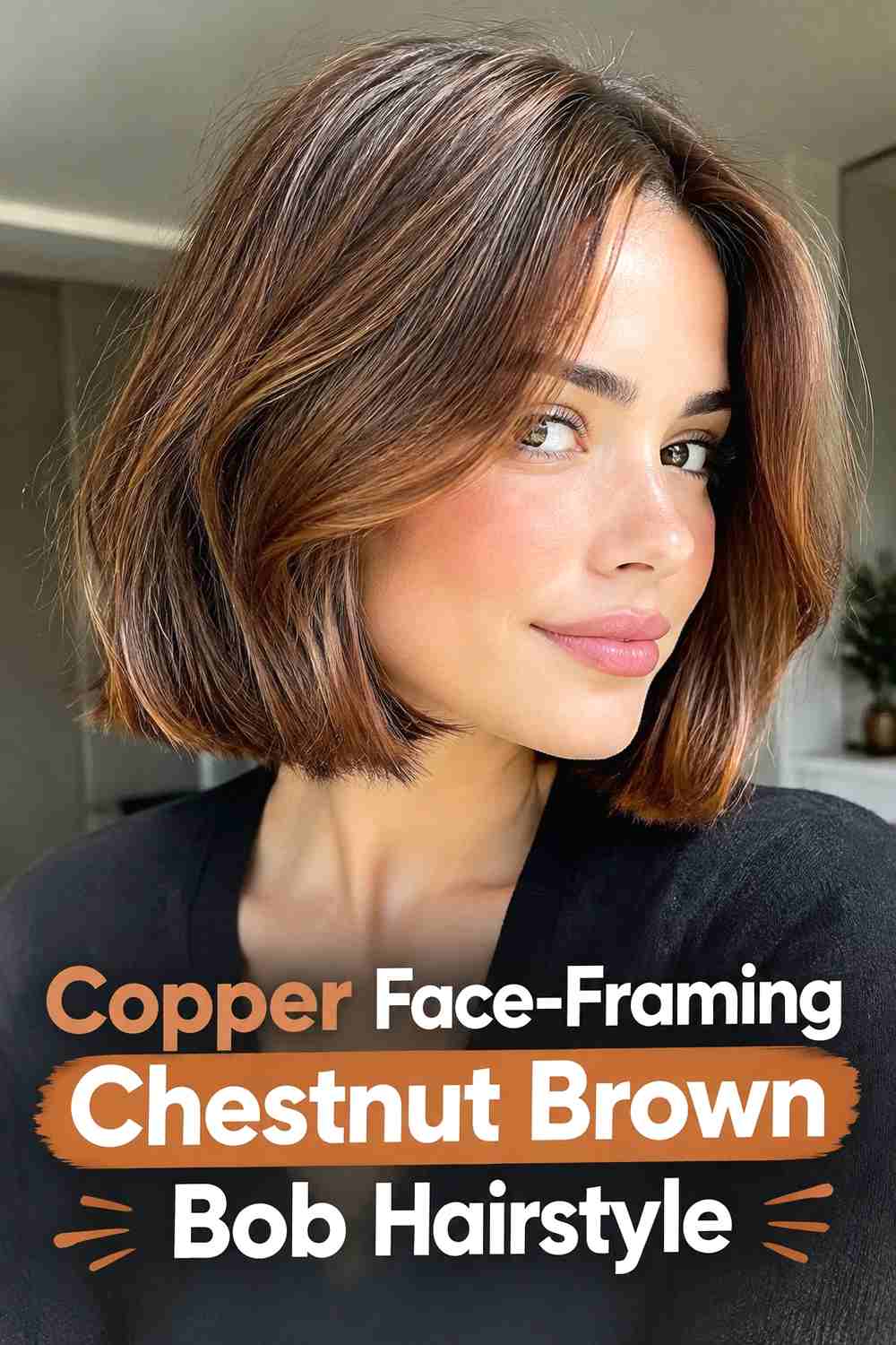 10. Copper Face Framing Chestnut Brown Bob Hairstyle