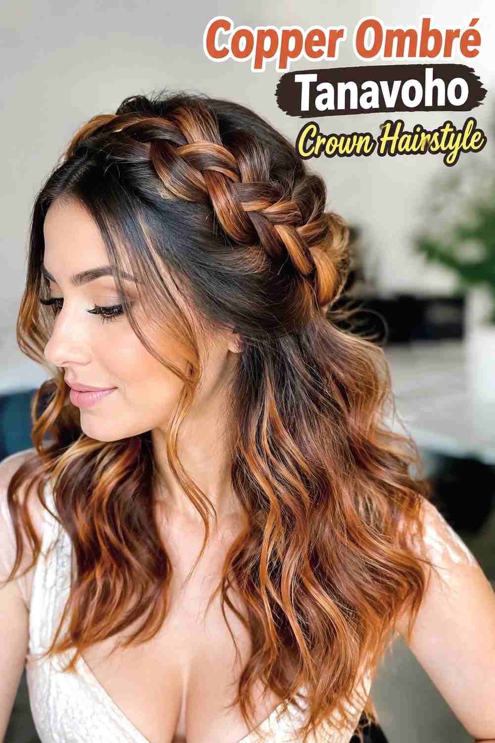 10. Copper Ombre Tanavoho Crown Hairstyle
