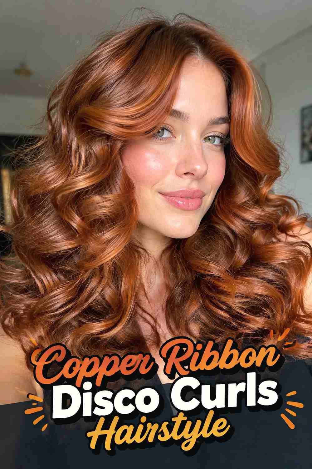 5. Copper Ribbon Disco Curls Hairstyle