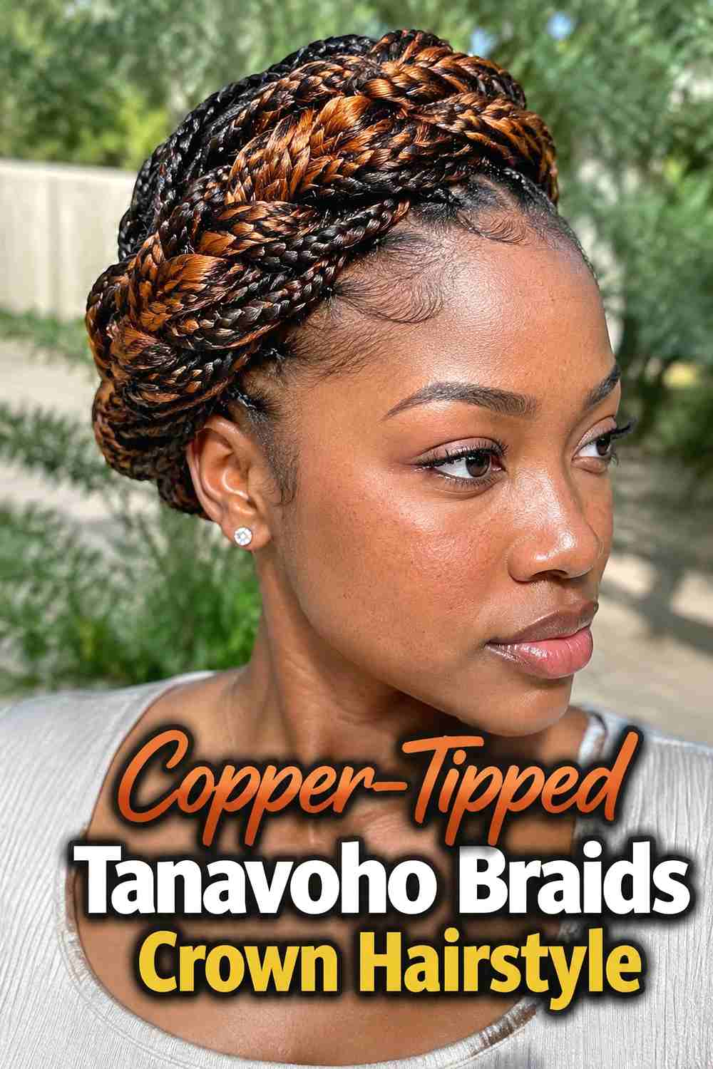 11. Copper Tipped Tanavoho Braids Crown Hairstyle