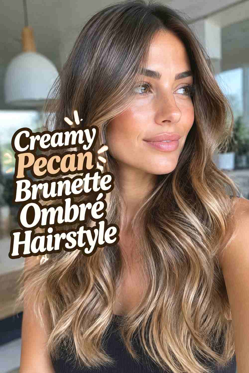 18. Creamy Pecan Brunette Ombre Hairstyle