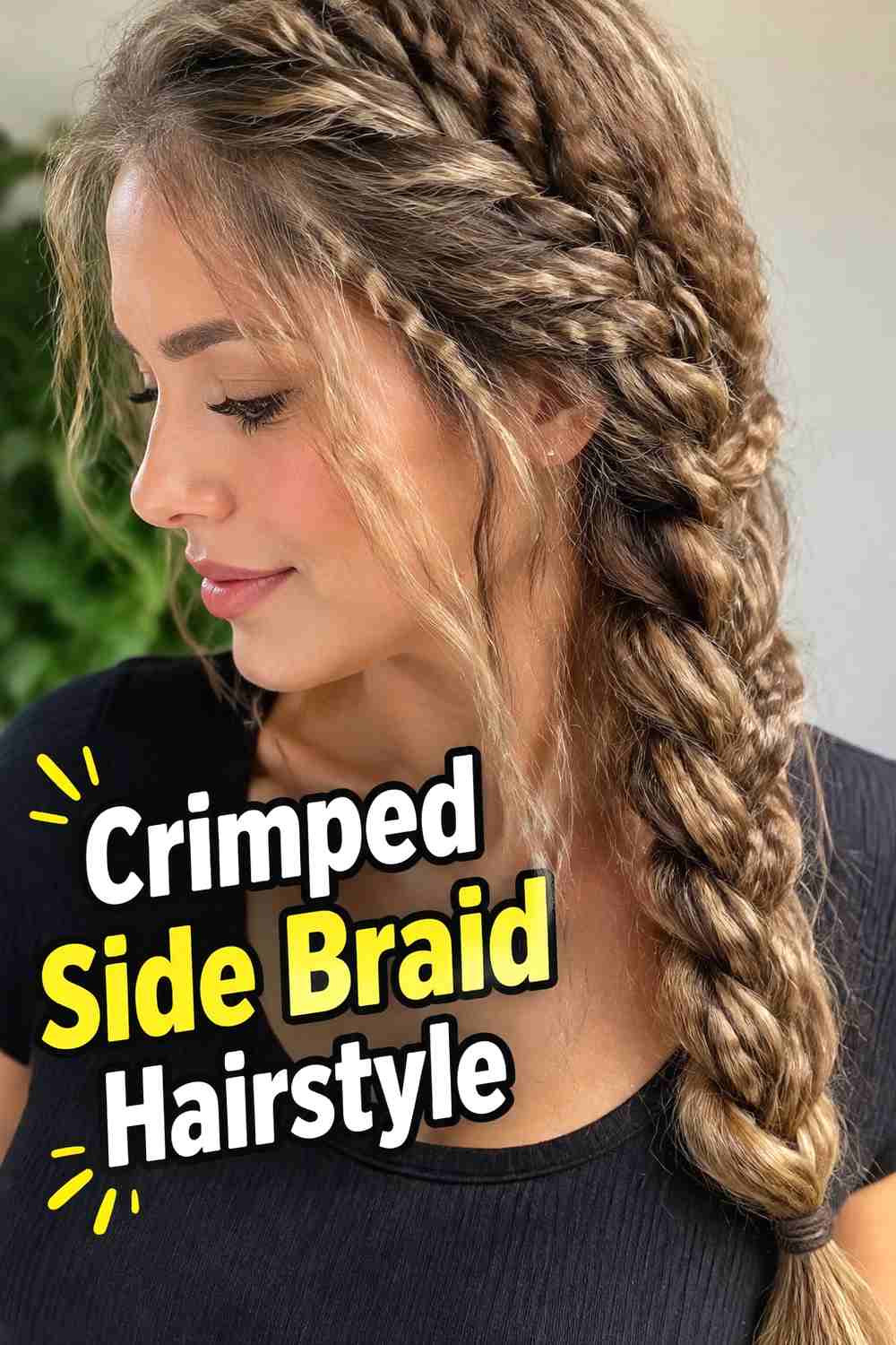 11. Crimped Side Braid Hairstyle