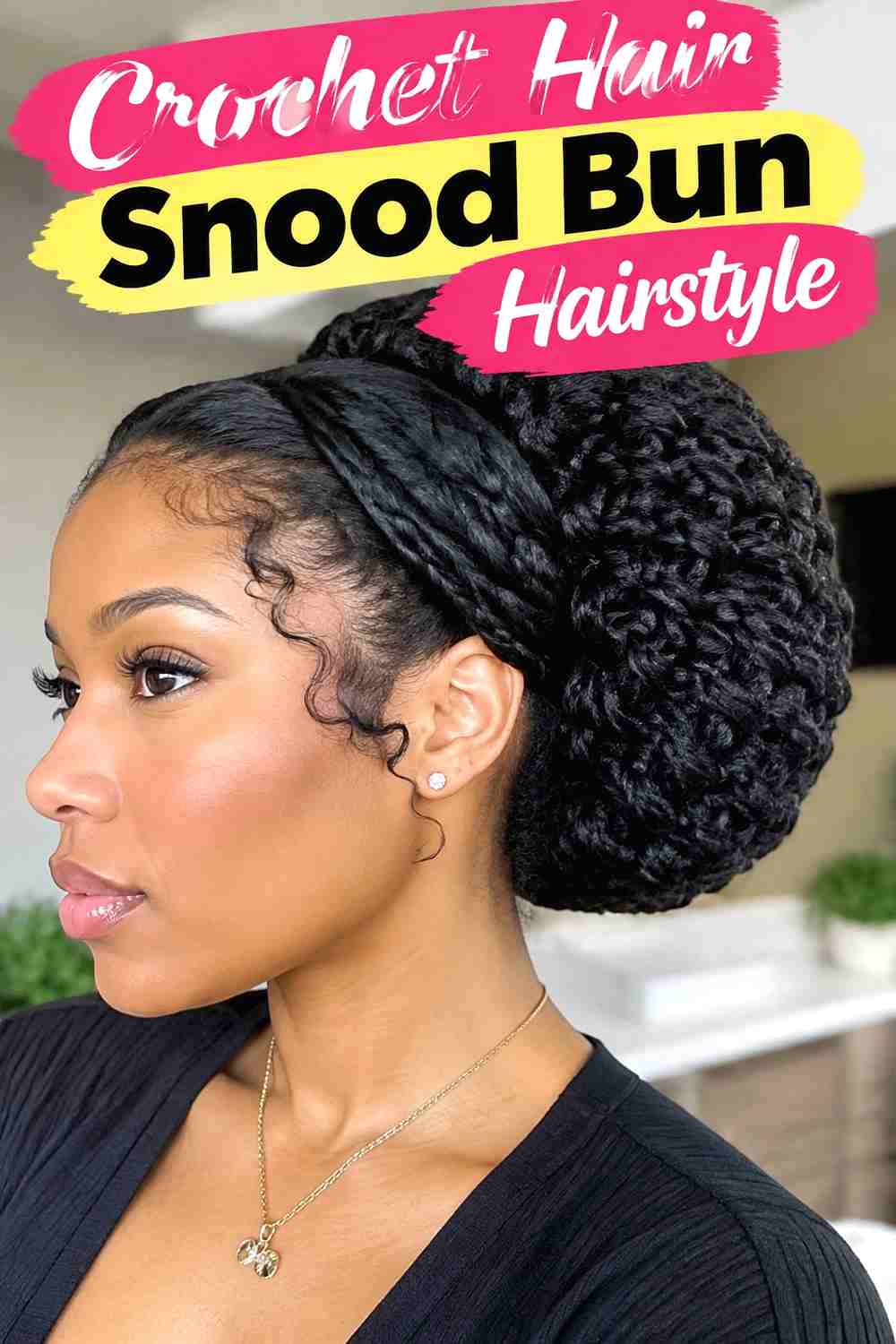 6. Crochet Hair Snood Bun Hairstyle