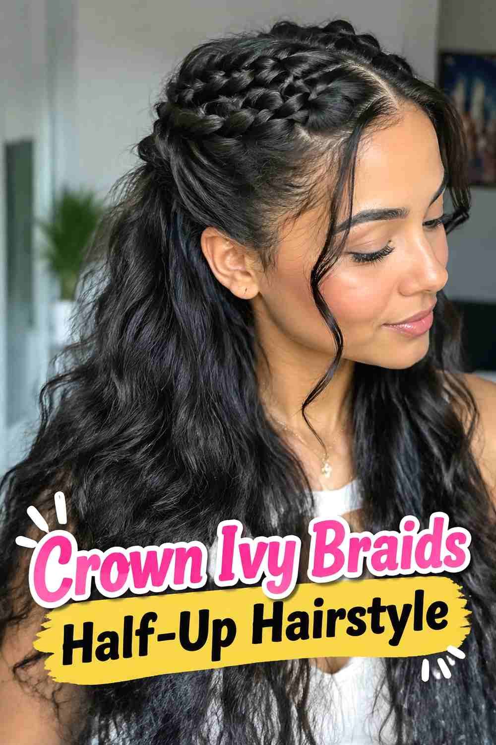 2. Crown Ivy Braids Half Up Hairstyle