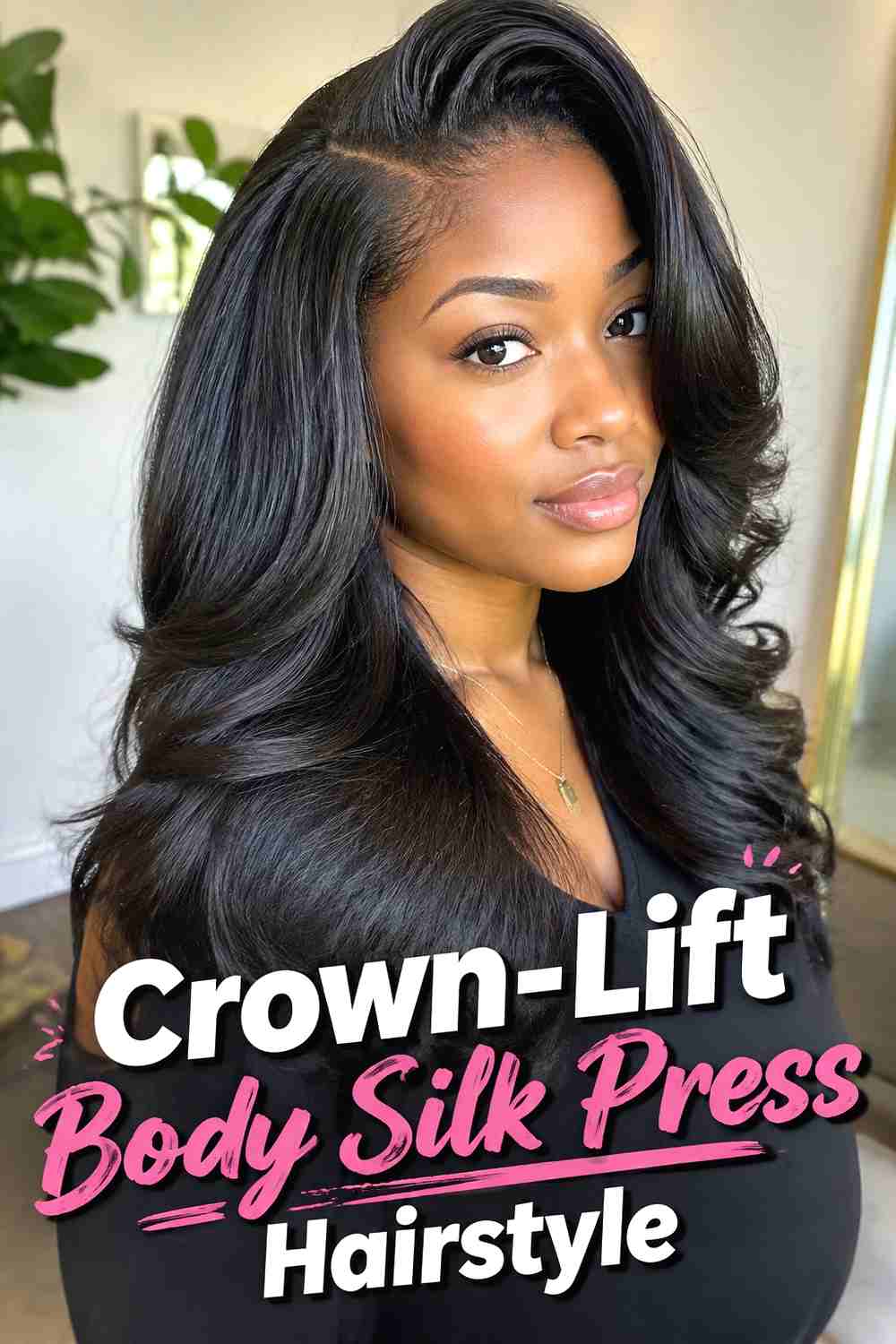 9. Crown Lift Body Silk Press Hairstyle