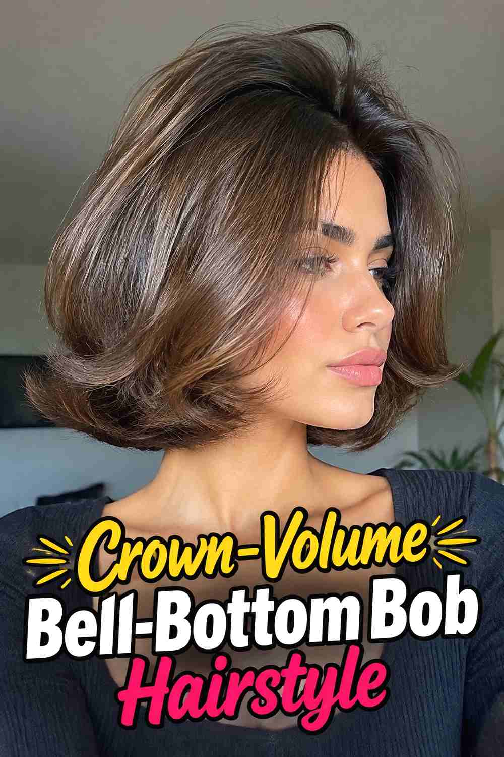 11. Crown Volume Bell Bottom Bob Hairstyle