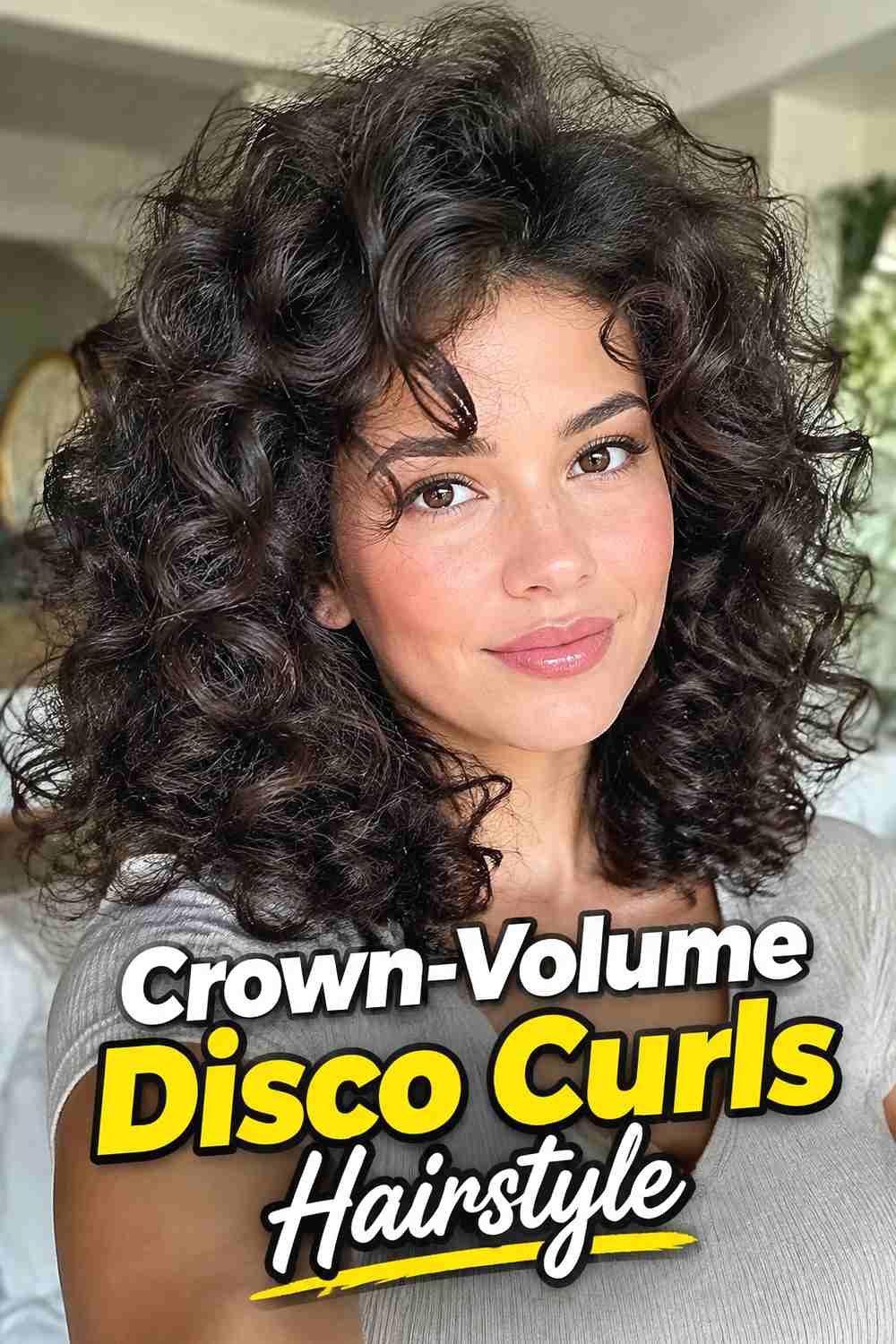 11. Crown Volume Disco Curls Hairstyle