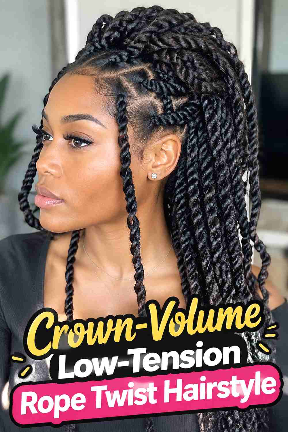 11. Crown Volume Low Tension Rope Twist Hairstyle