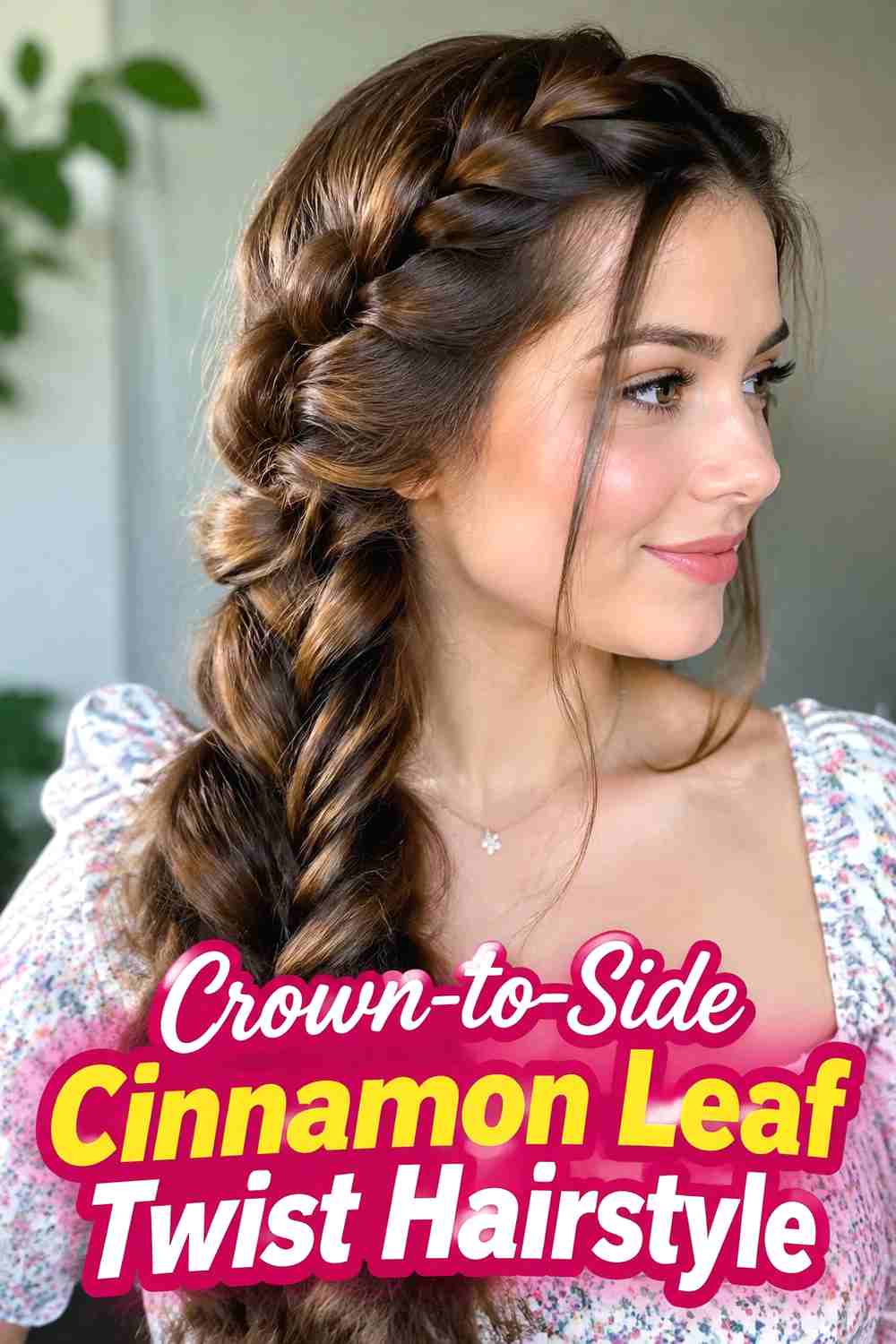 17. Crown To Side Cinnamon Leaf Twist Hairstyle
