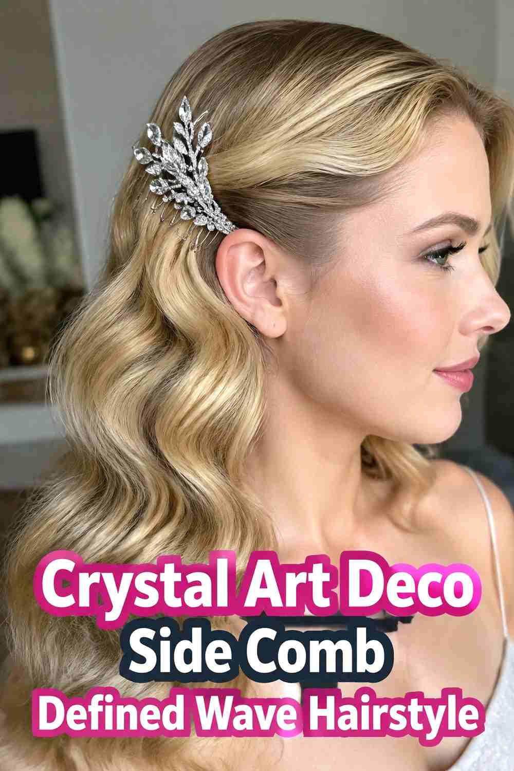 9. Crystal Art Deco Side Comb Defined Wave Hairstyle