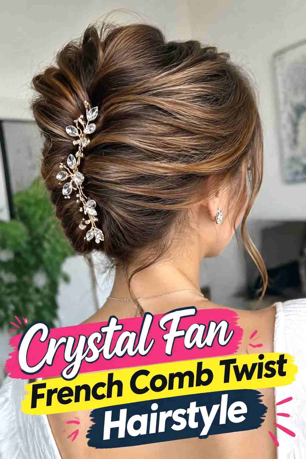 13. Crystal Fan French Comb Twist Hairstyle