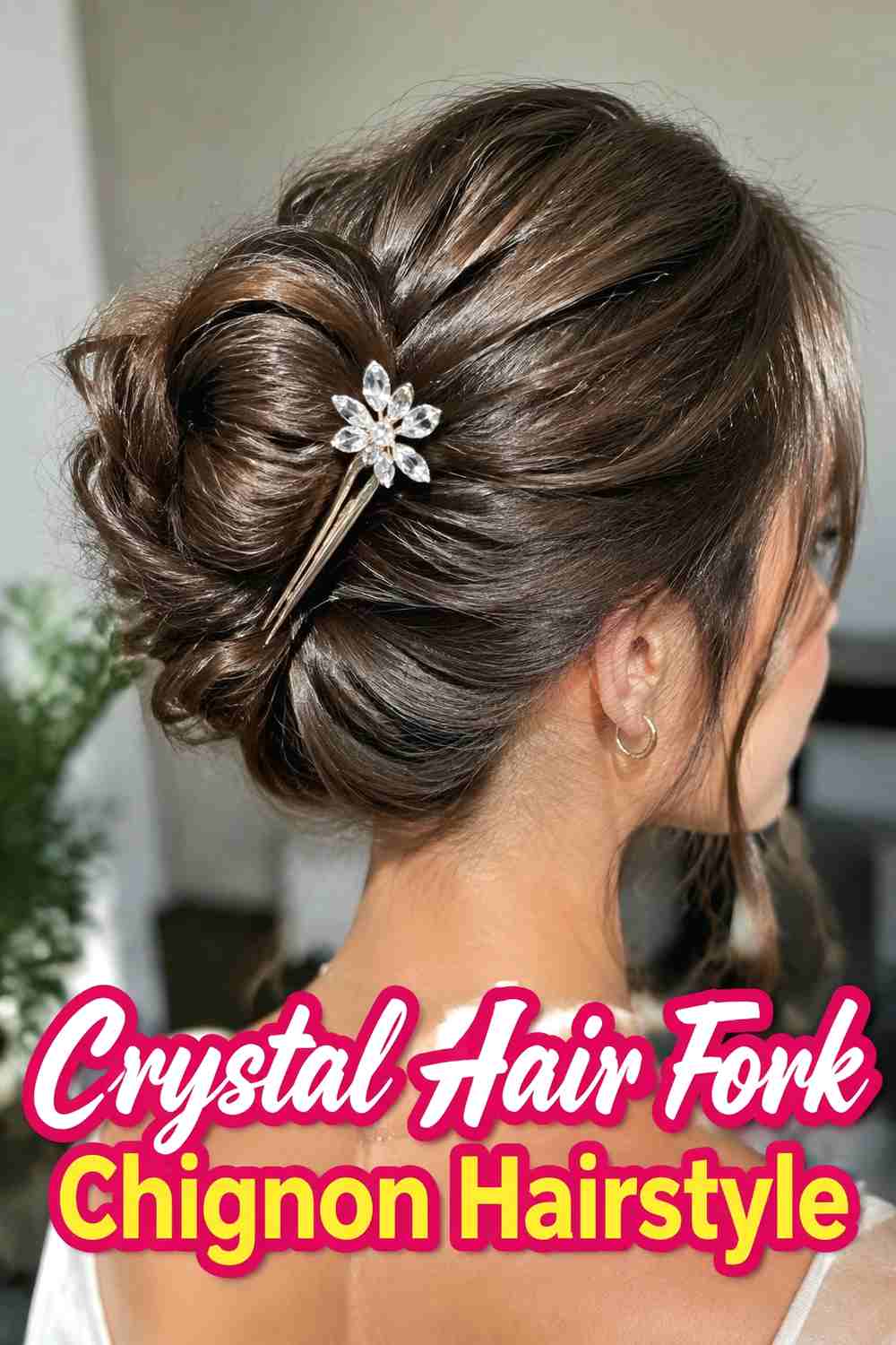 14. Crystal Hair Fork Chignon Hairstyle