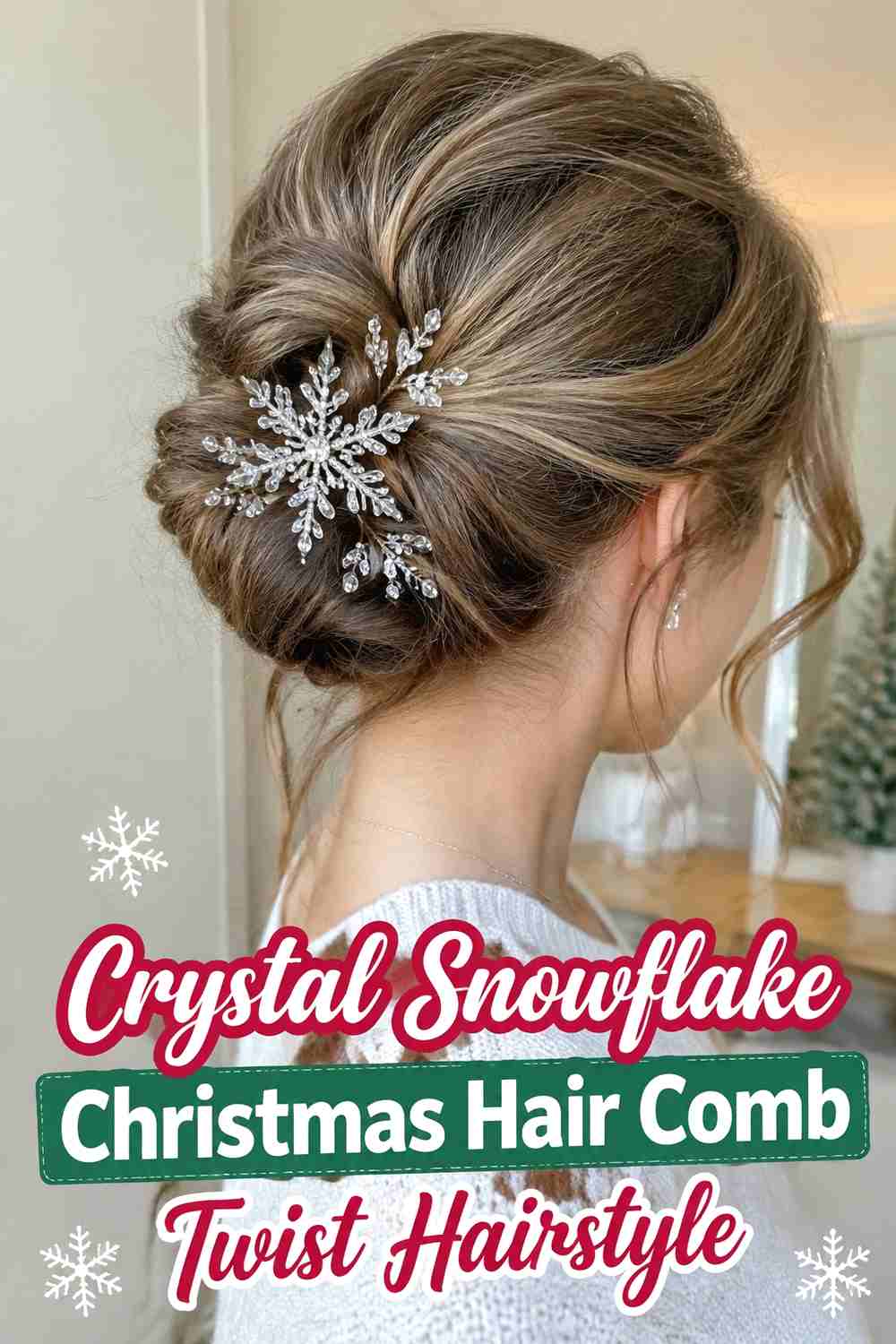 5. Crystal Snowflake Christmas Hair Comb Twist Hairstyle