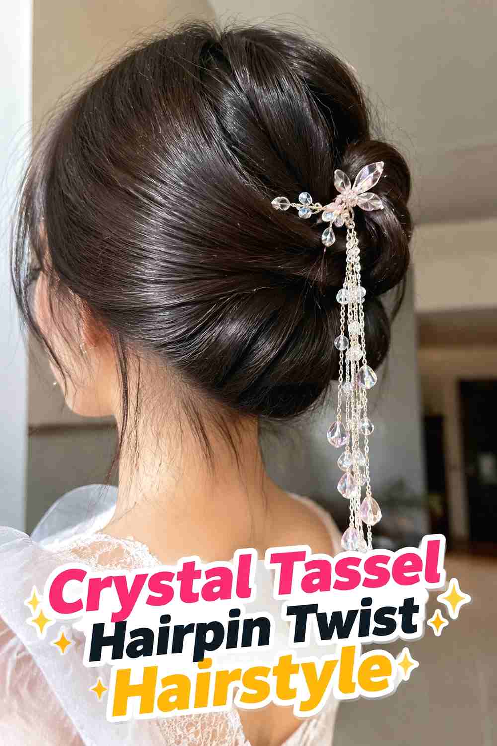 10. Crystal Tassel Hairpin Twist Hairstyle