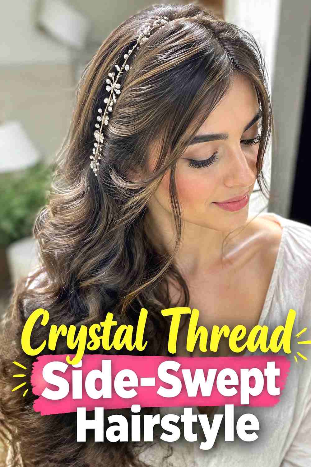 17. Crystal Thread Side Swept Hairstyle
