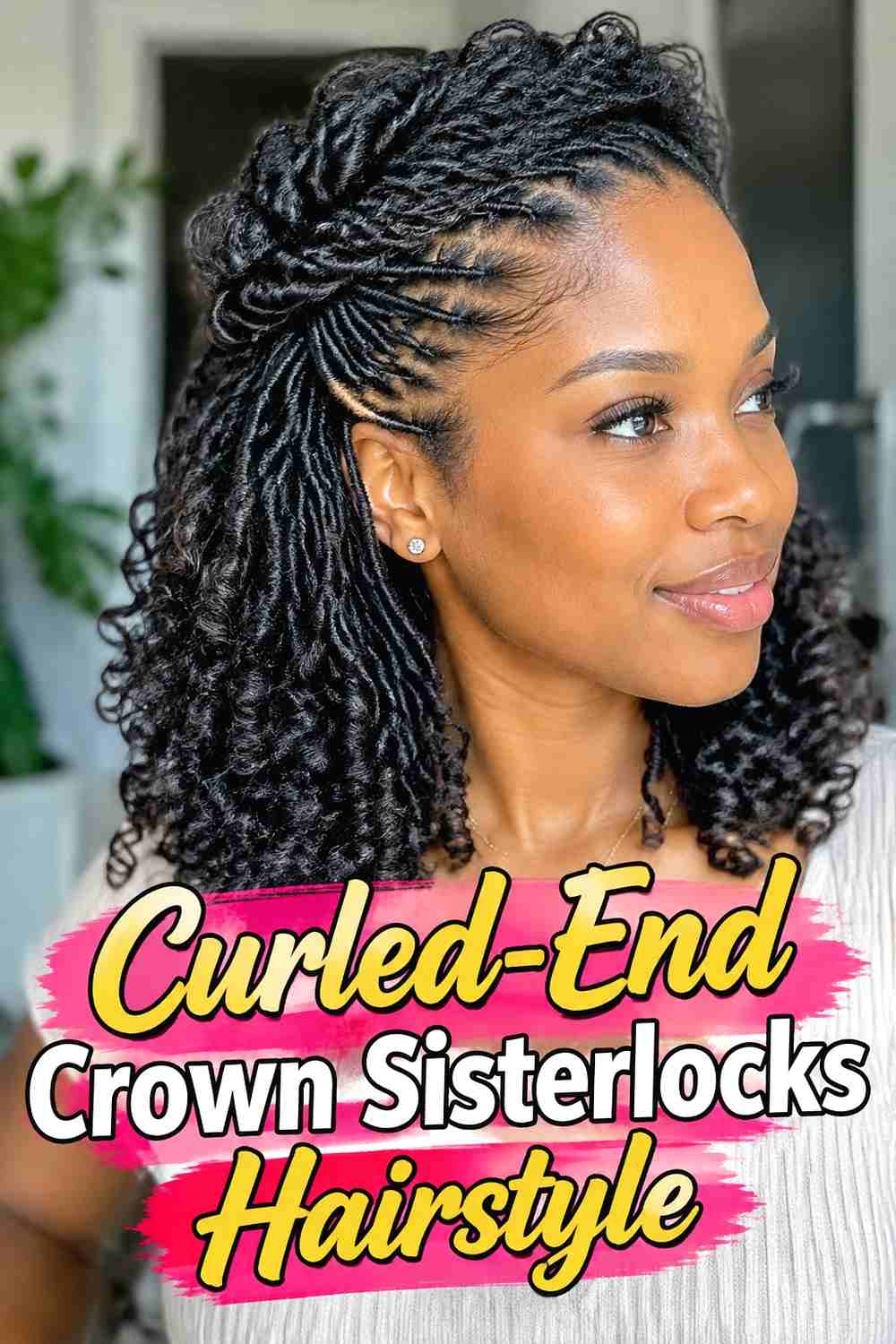 12. Curled End Crown Sisterlocks Hairstyle