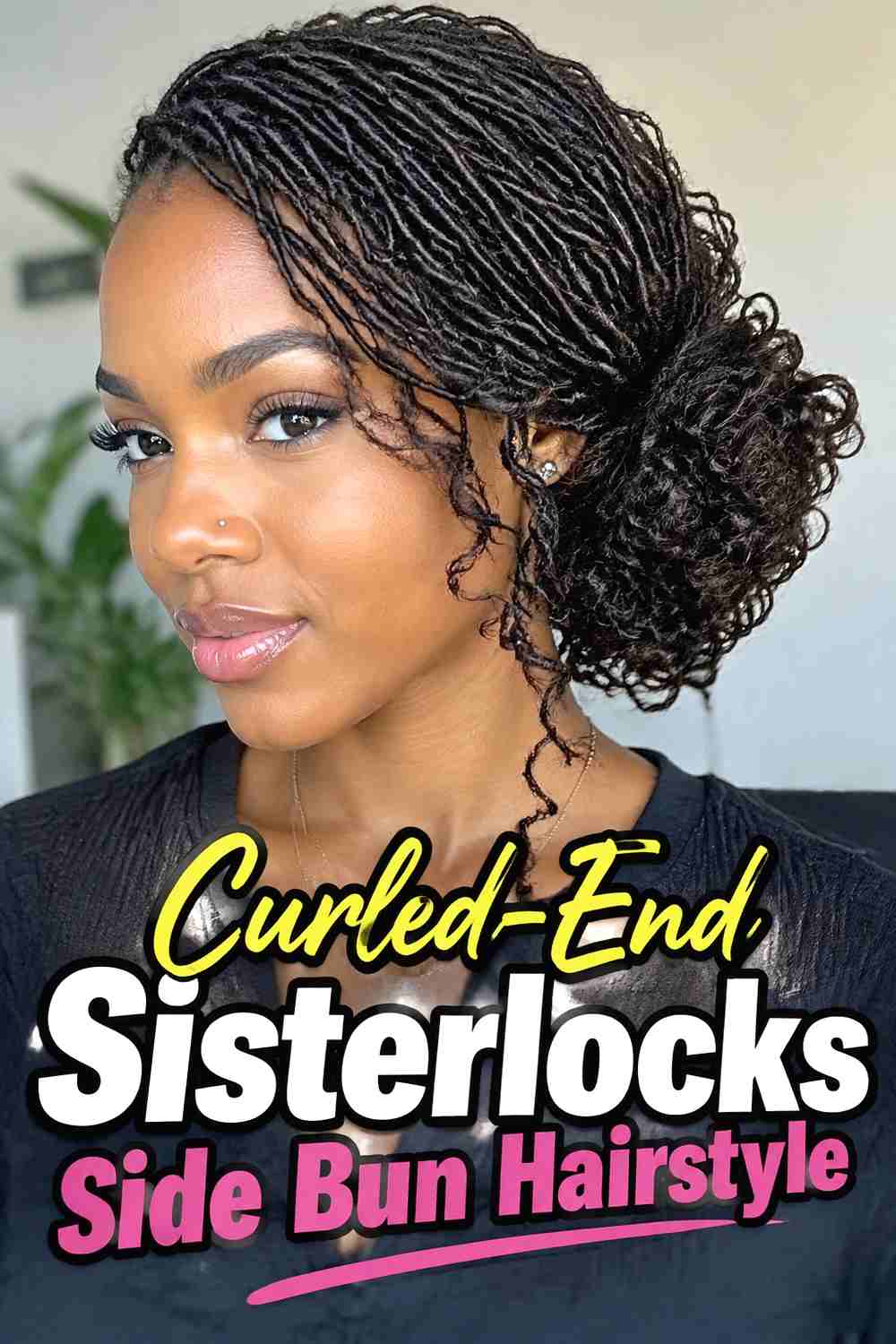 15. Curled End Sisterlocks Side Bun Hairstyle