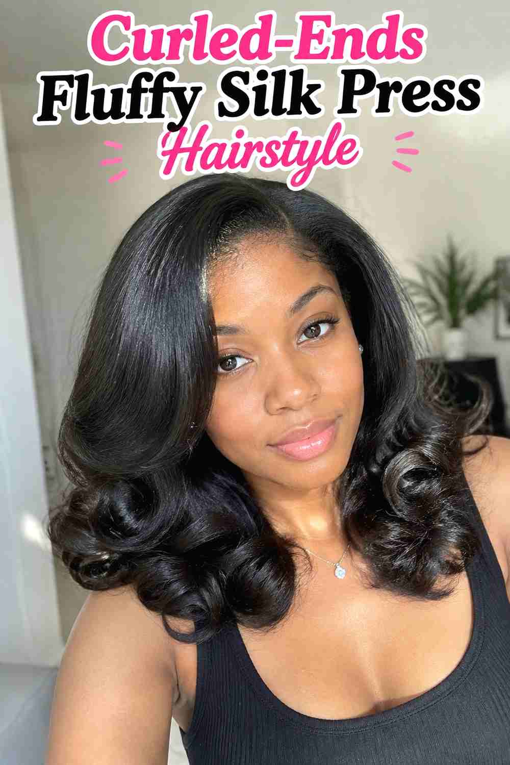 9. Curled Ends Fluffy Silk Press Hairstyle