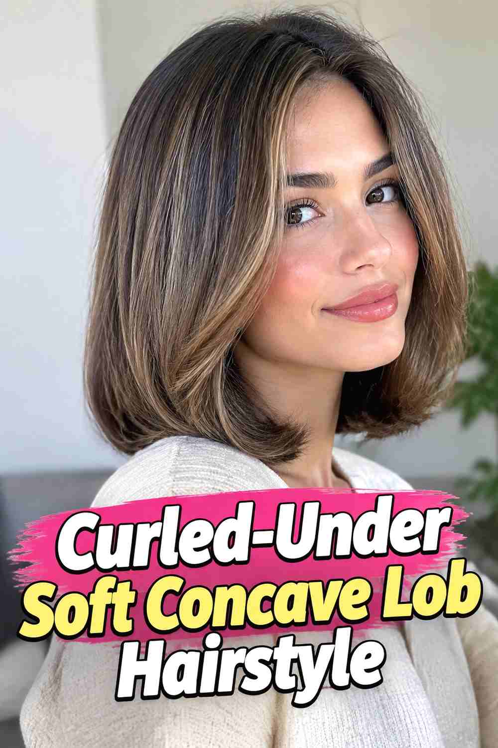 6. Curled Under Soft Concave Lob Hairstyle