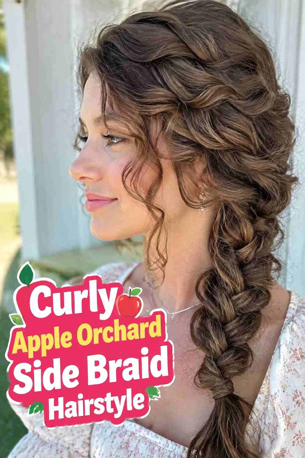 7. Curly Apple Orchard Side Braid Hairstyle