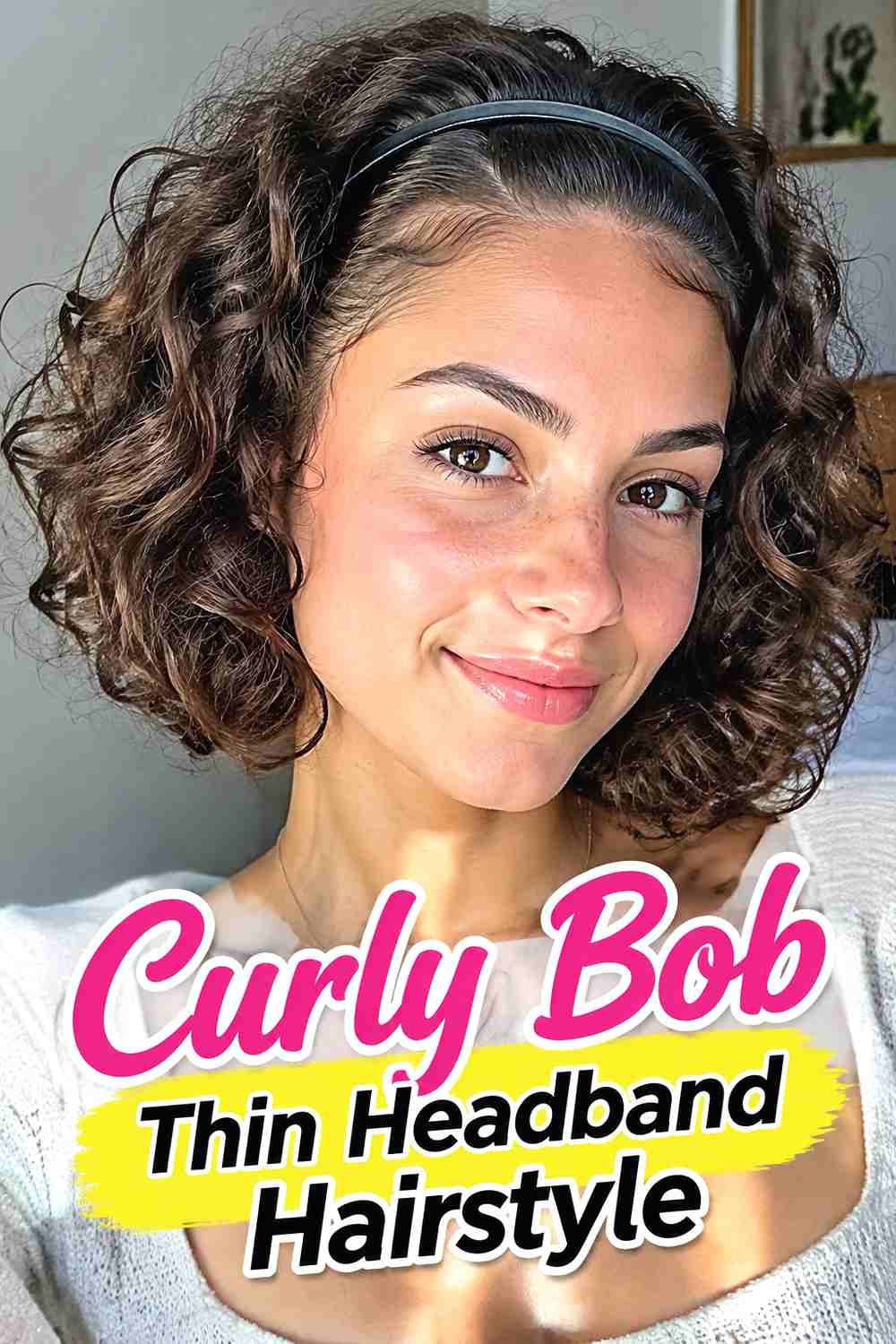 4. Curly Bob Thin Headband Hairstyle