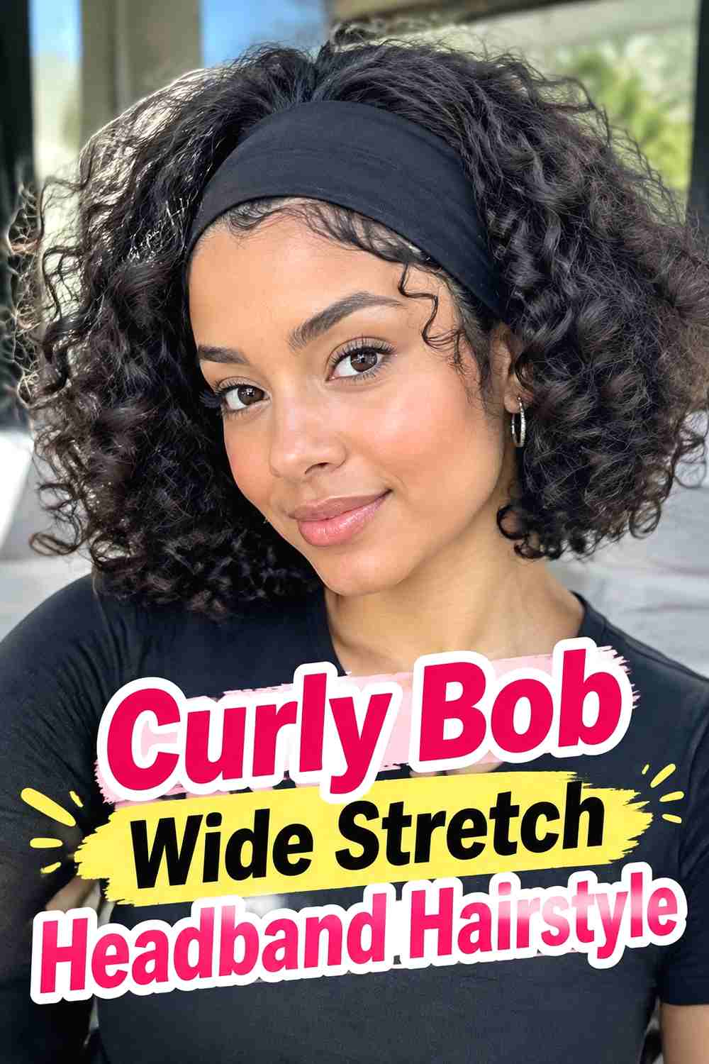 6. Curly Bob Wide Stretch Headband Hairstyle