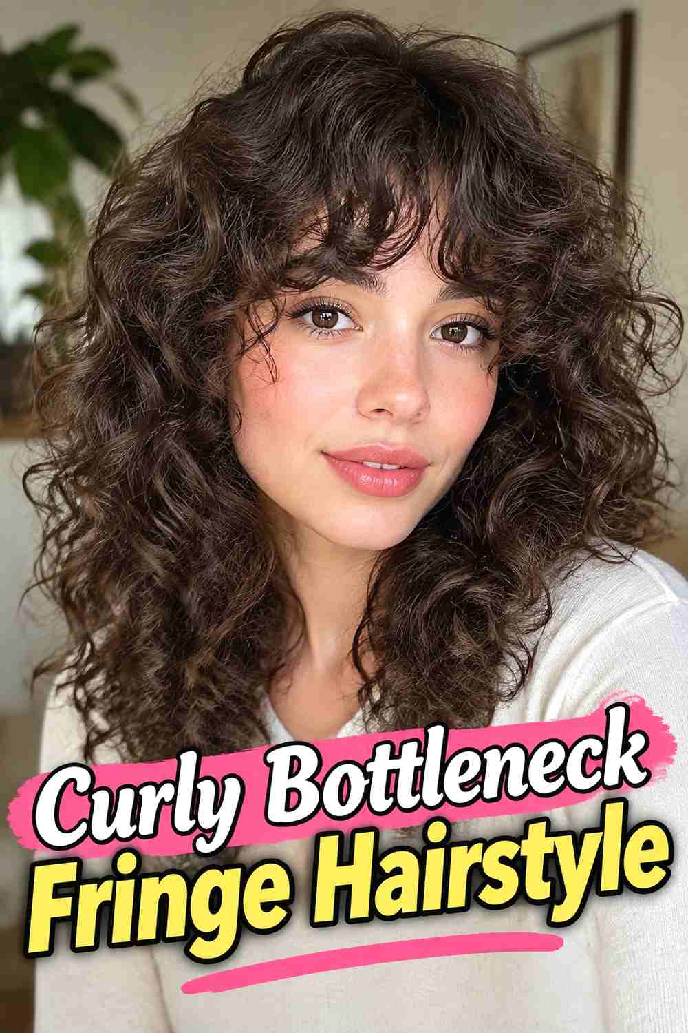9. Curly Bottleneck Fringe Hairstyle