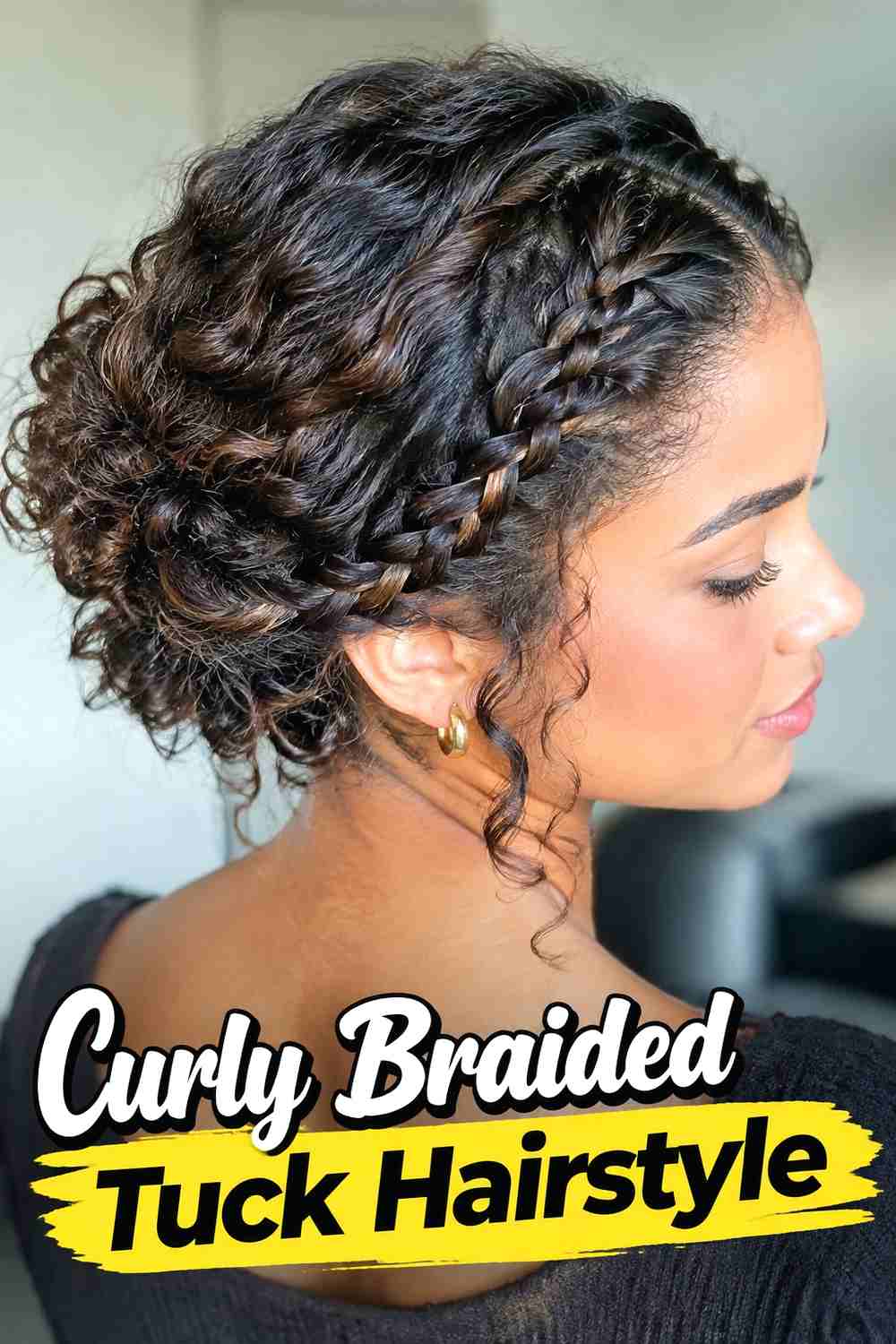 9. Curly Braided Tuck Hairstyle