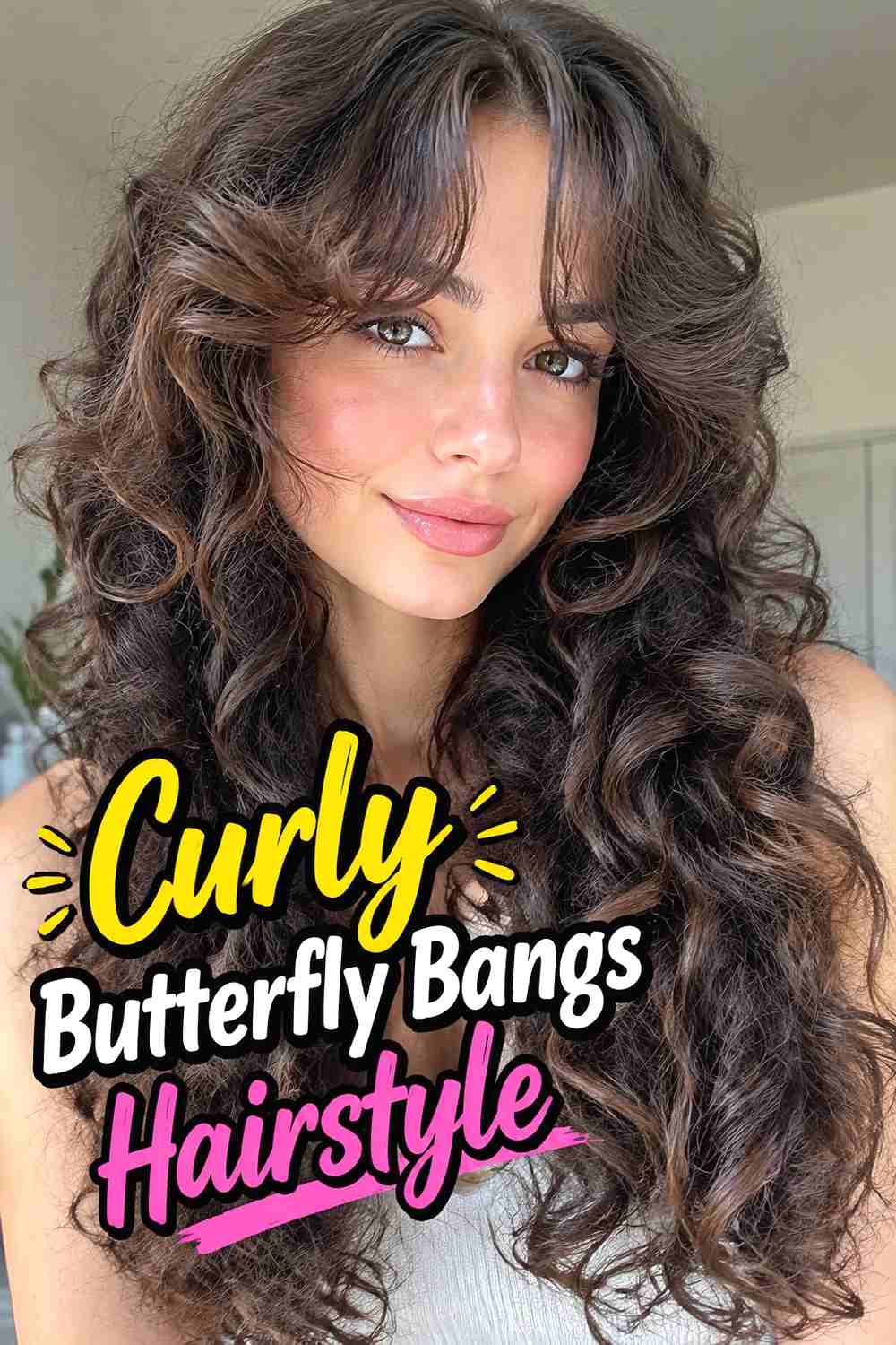 9. Curly Butterfly Bangs Hairstyle