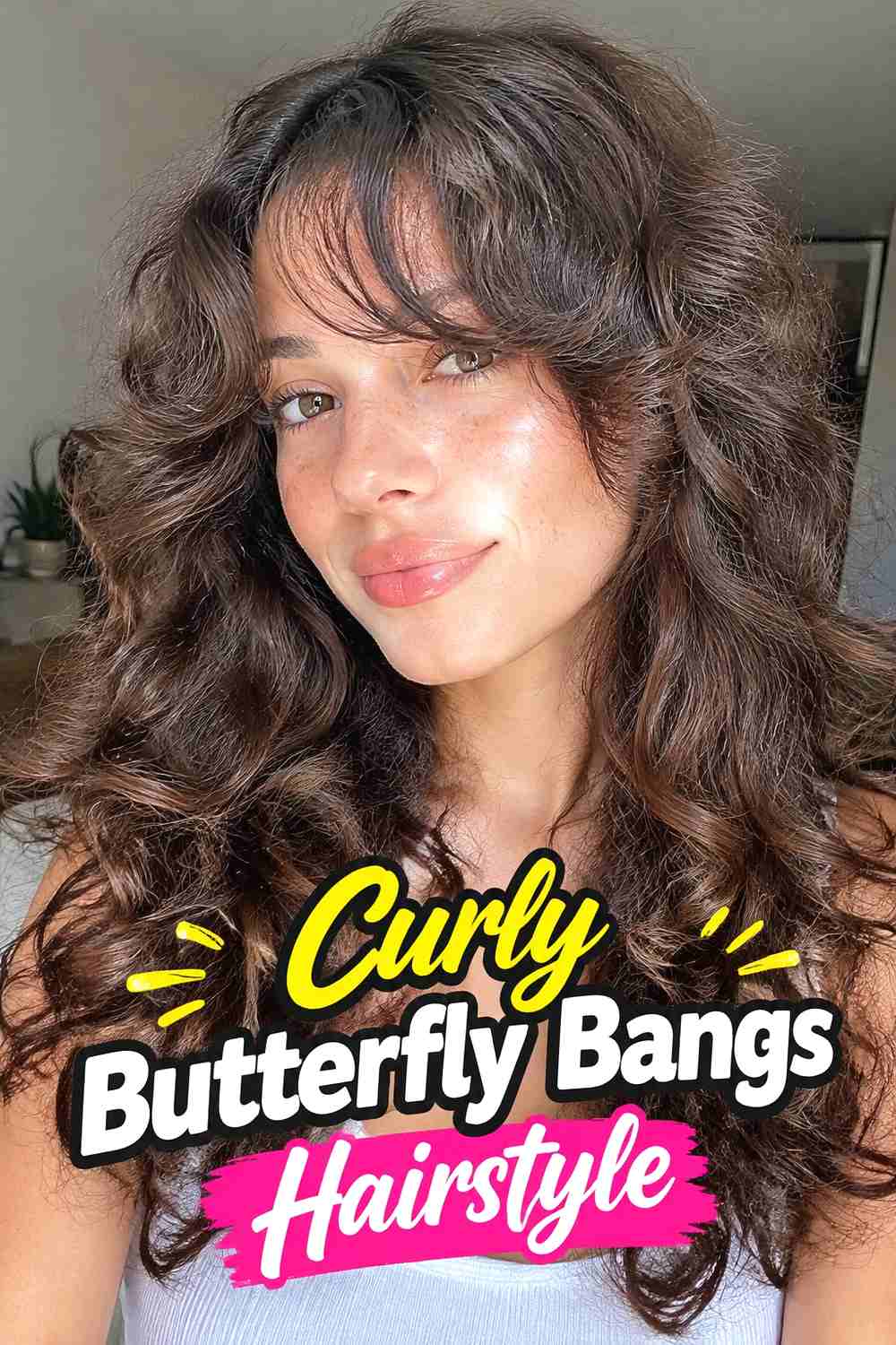 9. Curly Butterfly Bangs Hairstyle