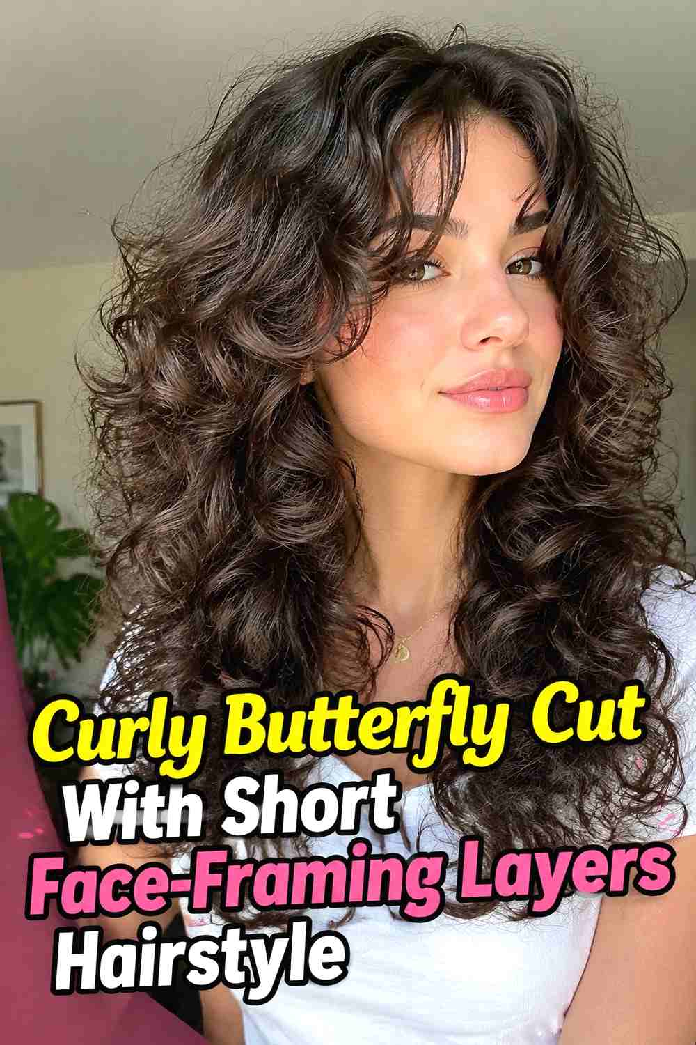 9. Curly Butterfly Cut With Short Face Framing Layers Hairstyle