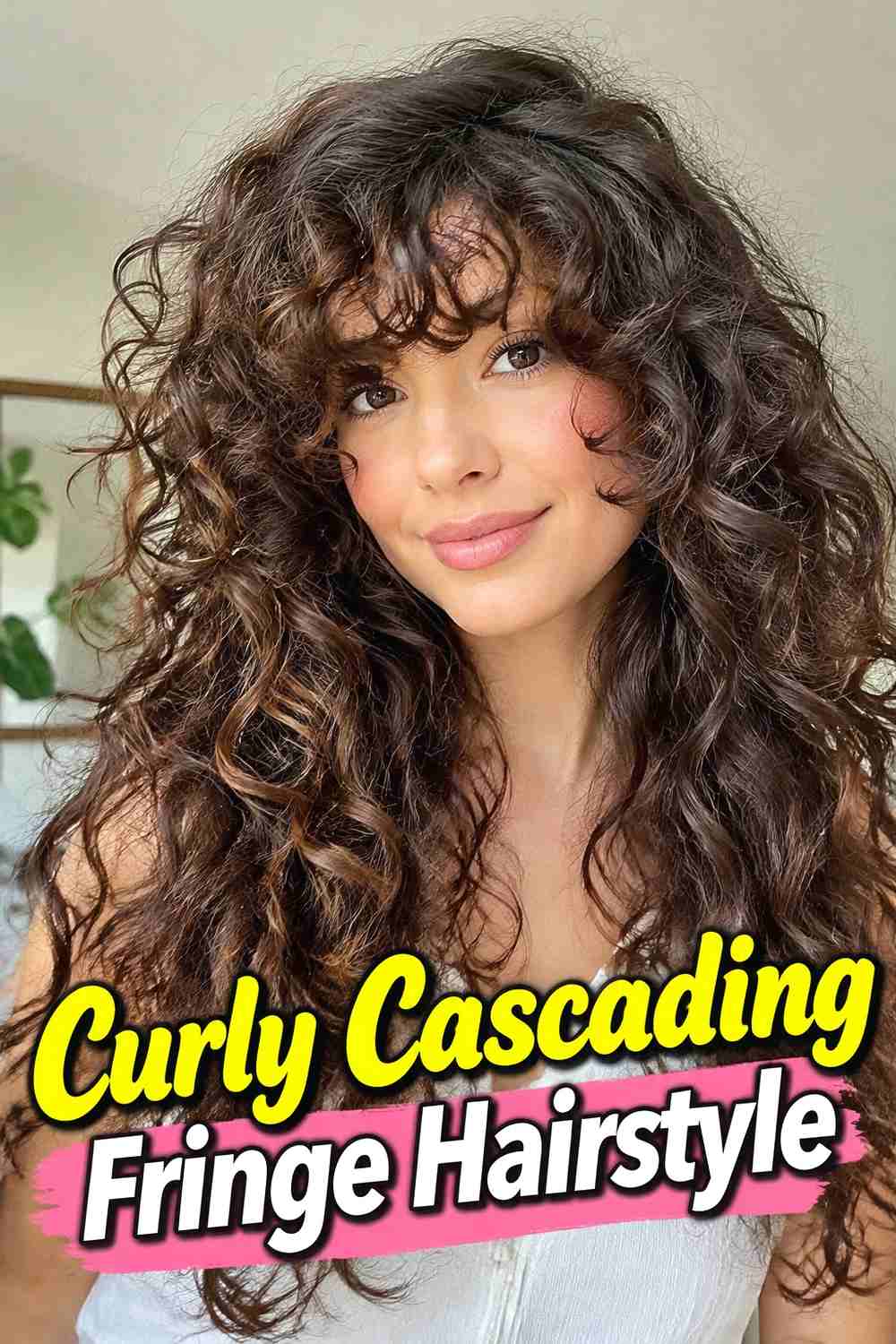 9. Curly Cascading Fringe Hairstyle