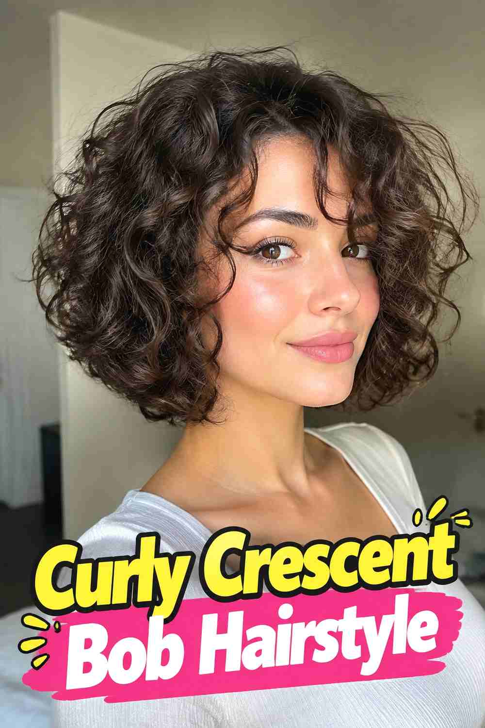 7. Curly Crescent Bob Hairstyle